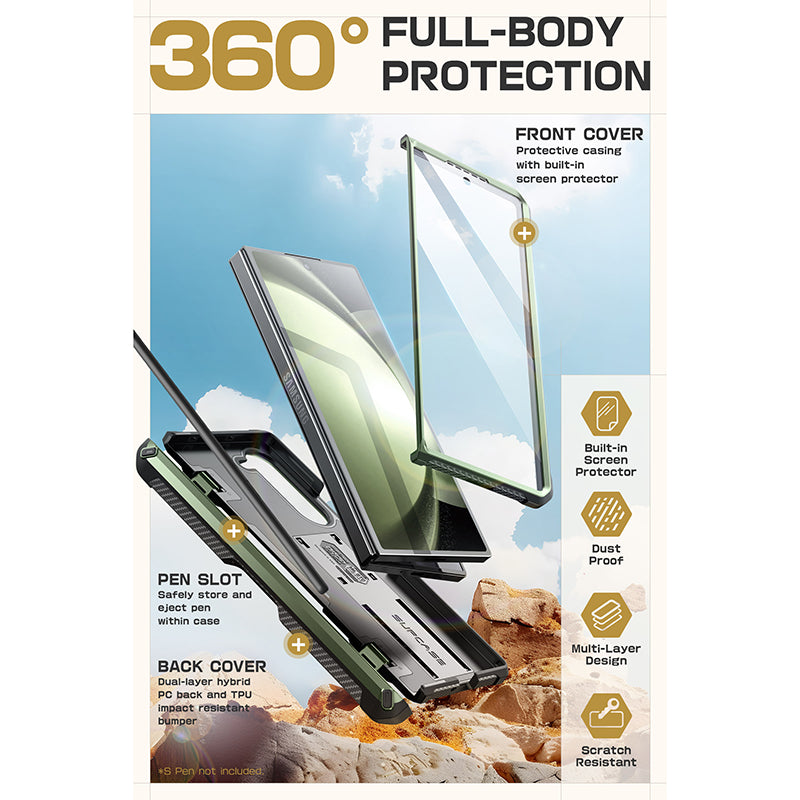 Samsung Galaxy Z Fold6 Unicorn Beetle PRO Rugged Case - Heavy Duty Protection, Dark Green | Shockproof & Scratch Resistant Cover for Work, Travel & Outdoor Activities
