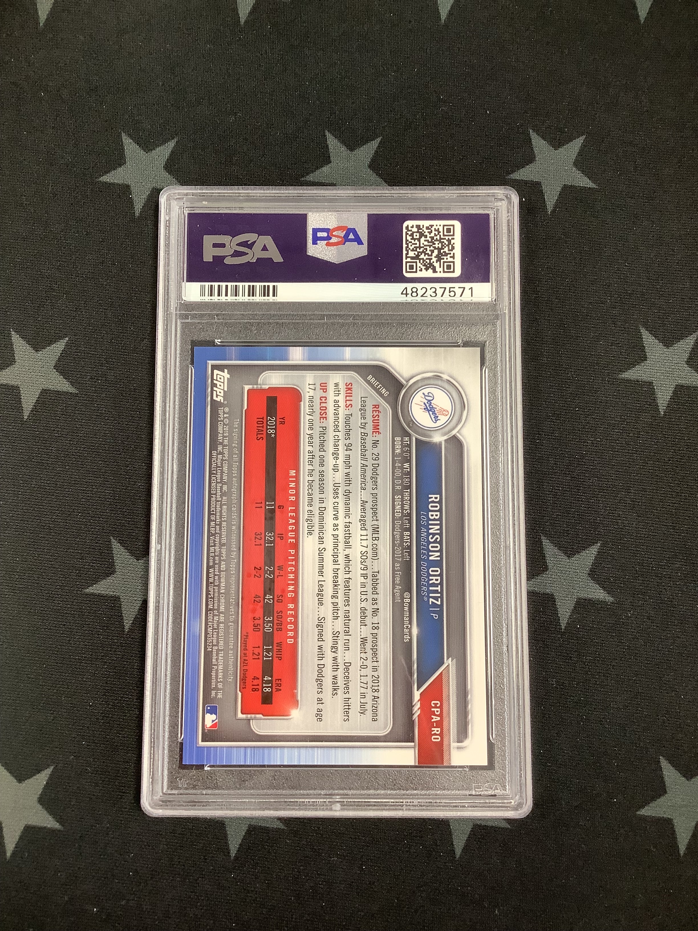 2019 Bowman Chrome Orange Refractor Robinson Ortiz Auto #RO /25 PSA GEM MT 10 - Rare Baseball Trading Card for Collectors & Investors, Perfect for Display Cases & Memorabilia Collections