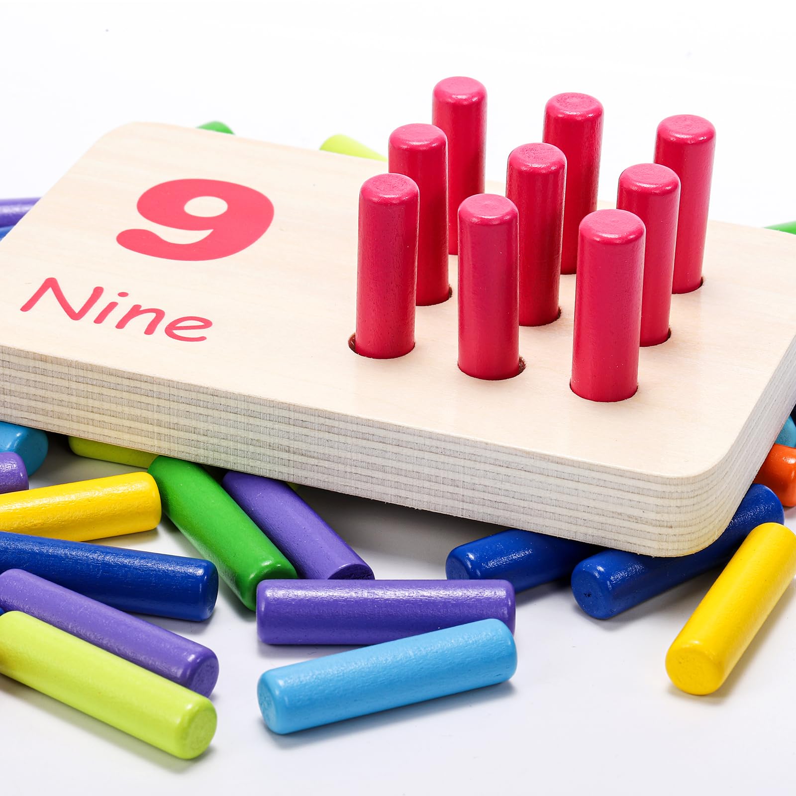 Suwimut Wooden Counting Peg Board - Montessori Math Manipulatives & Number Counting Toys for Toddlers Ages 3-5 | Kindergarten Learning Activities, Educational STEM Toys for Boys & Girls | Perfect Gift for Preschool Classroom & Homeschool Math Games