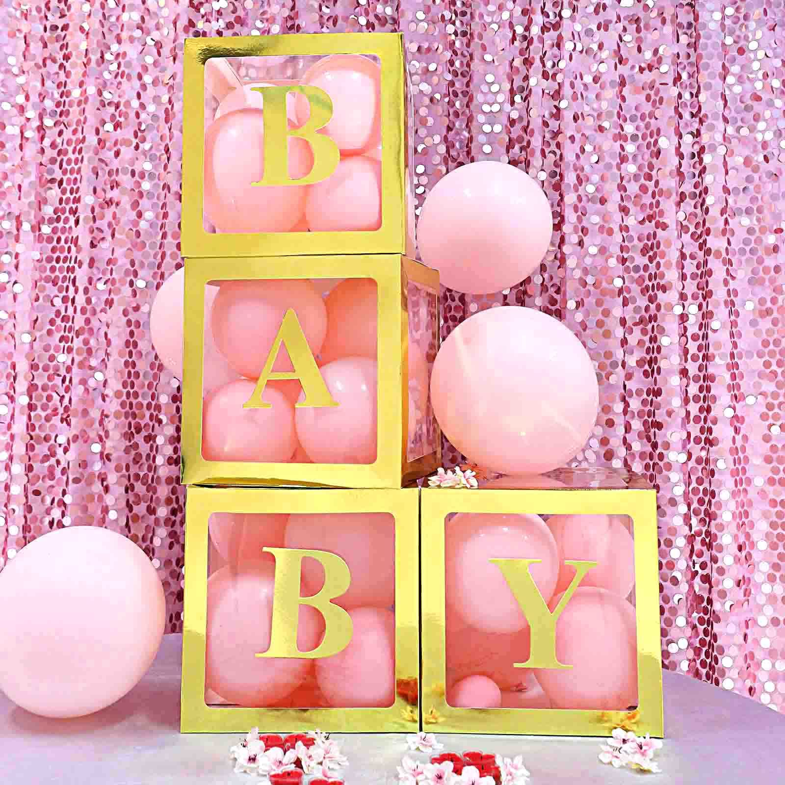 Efavormart 2-Pack Gold Trim Clear Balloon Gift Boxes - DIY Party Decor for Baby Showers, Christmas, Birthdays, Weddings & Special Events | Perfect for Table Centerpieces, Photo Backdrops & Festive Celebrations