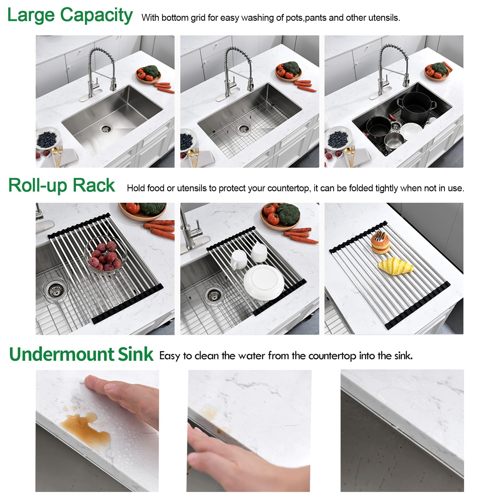 28 x 19 Inch Undermount Single Bowl Kitchen Sink - 16 Gauge Stainless Steel for Outdoor, Laundry & Food Prep - Durable & Rust-Resistant for Heavy Duty Use