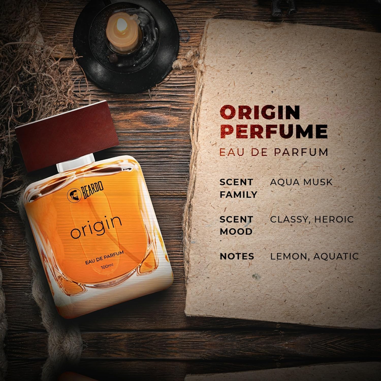 Beardos ORIGIN Eau de Parfum for Men - 100ml | Long Lasting Musky & Aquatic Cologne | Date Night & Special Occasion Fragrance | Ideal Gift for Him | Perfect for Work, Evening Events & Romantic Outings