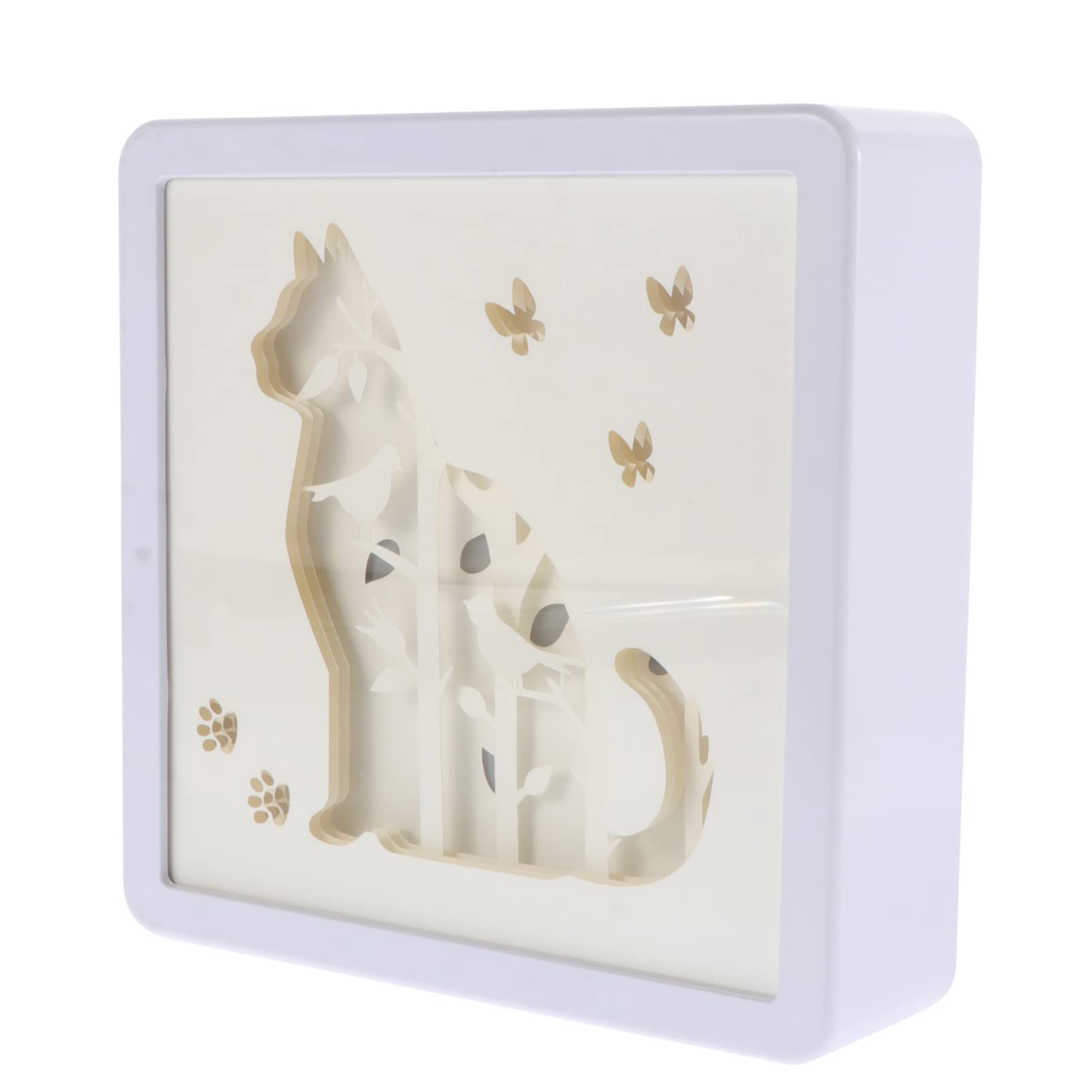 SOLUSTRE 3D Paper Carving Lamp - Cat Shadow Box Night Light, Handmade Paper Sculpture Table Lamp for Bedroom Decor, Romantic Mood Lighting Gift for Cat Lovers | Perfect for Nursery, Living Room & Bedside Night Light