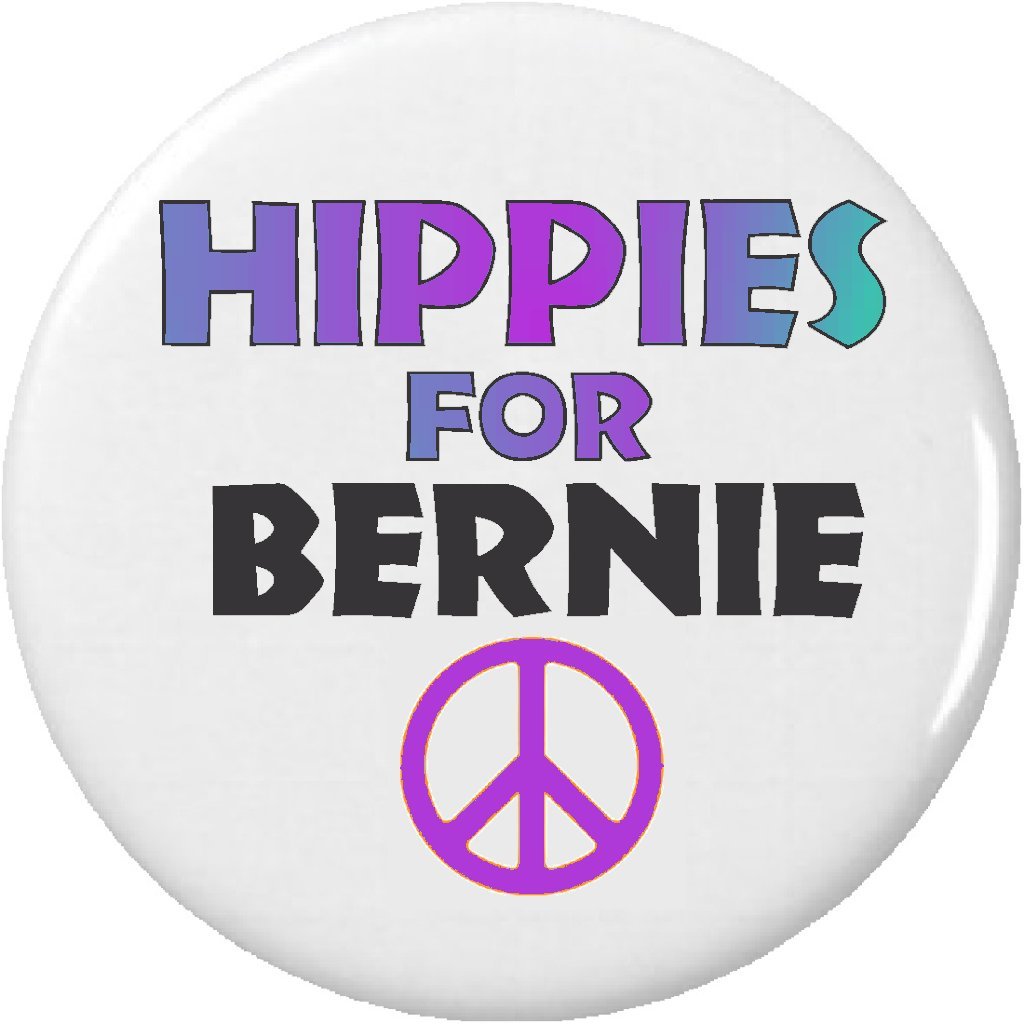 Vintage Hippie Style Bernie Sanders Pinback Button - Peace Love America Political Campaign Badge - Perfect for Political Rallies, Backpacks & Denim Jackets