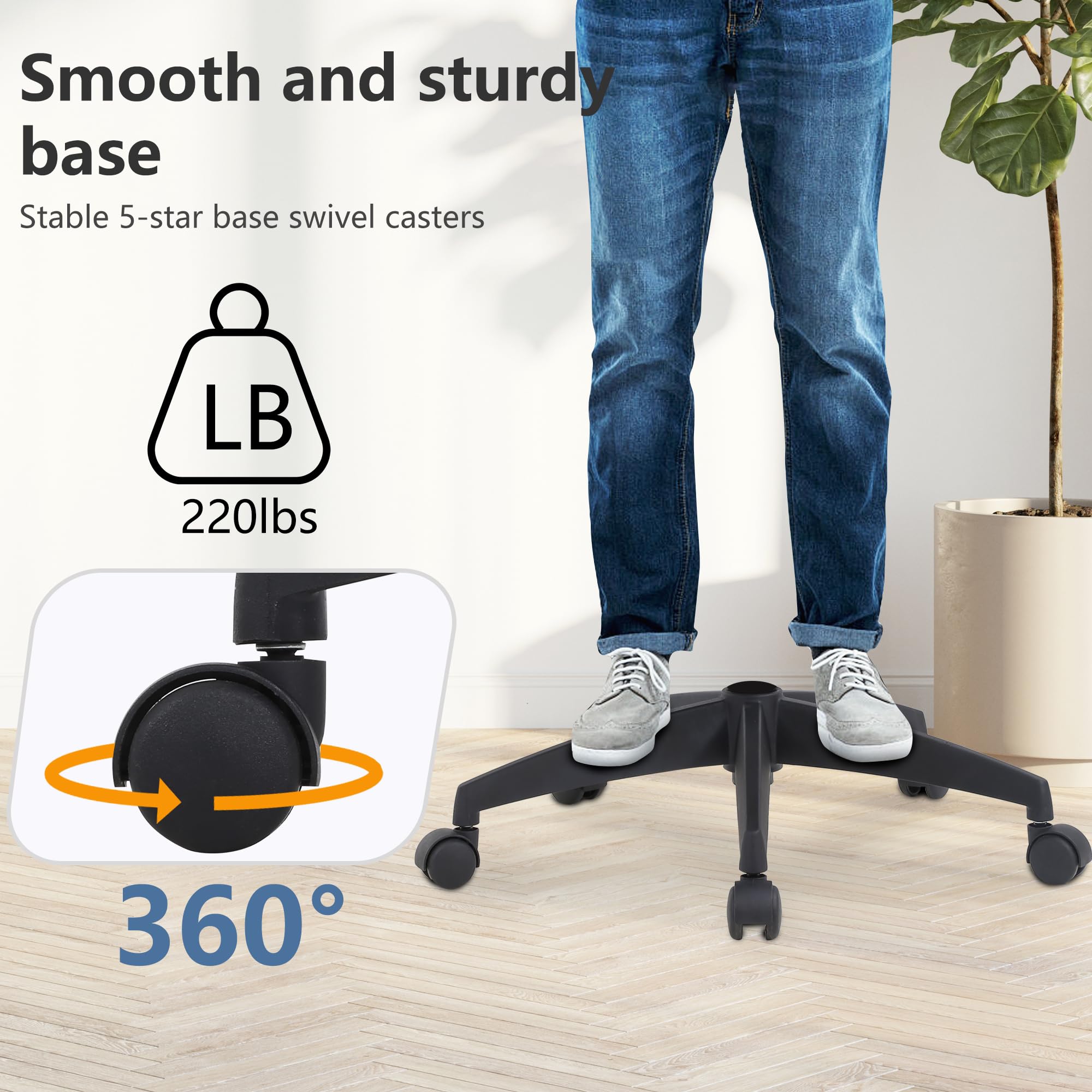 Ergonomic Drafting Chair - Adjustable Height Office Chair with Lumbar Support, Mesh Back & Footrest - Flip-Up Arms for Standing Desk or Computer Workstation - Perfect for Home Office, Architects & Designers (Black)