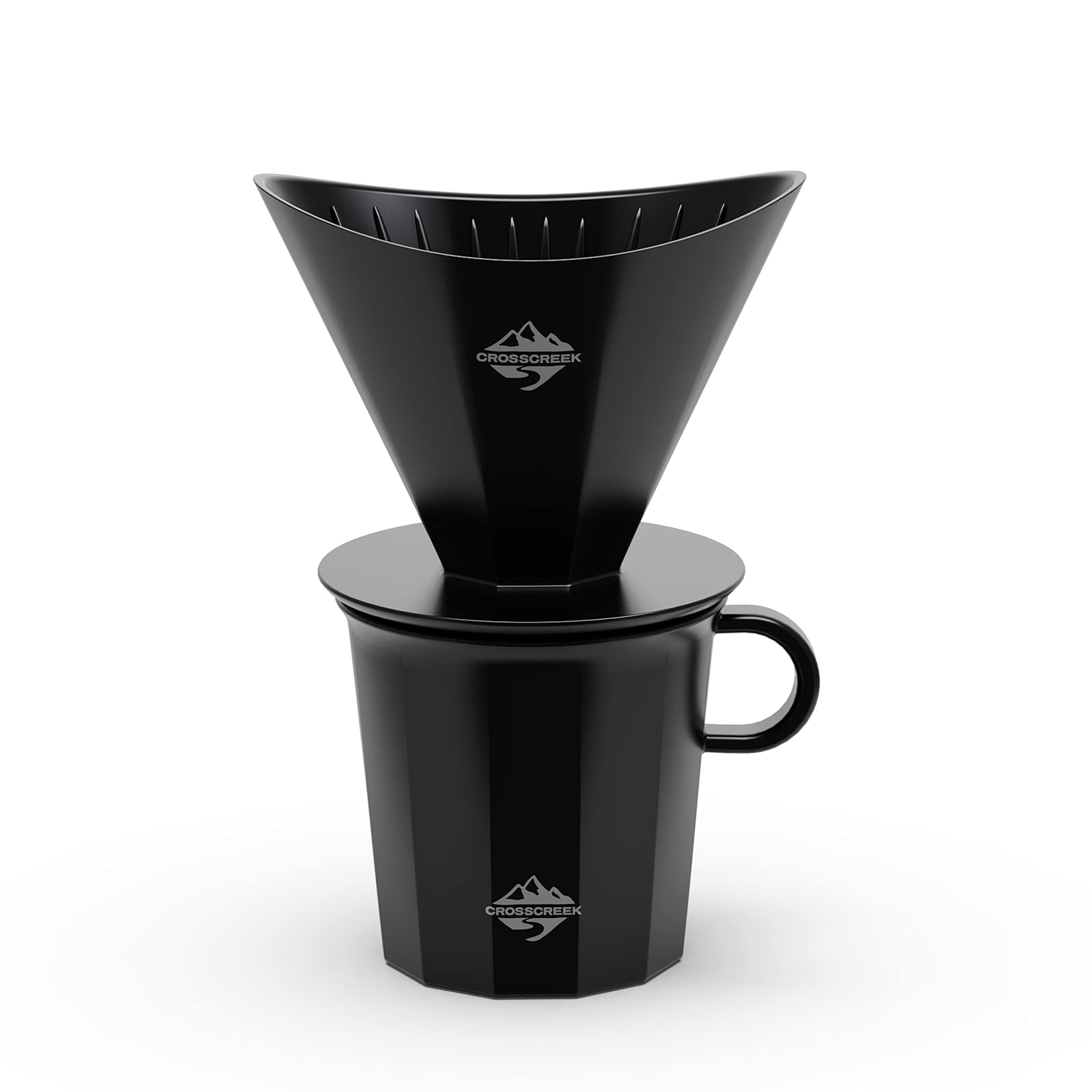 Premium Black Ceramic Pour Over Coffee Maker Set with V60 Paper Filters - Includes Streamline Coffee Mug for Home, Cafe & Restaurant Use - Perfect for Slow Brewing & Specialty Coffee Lovers