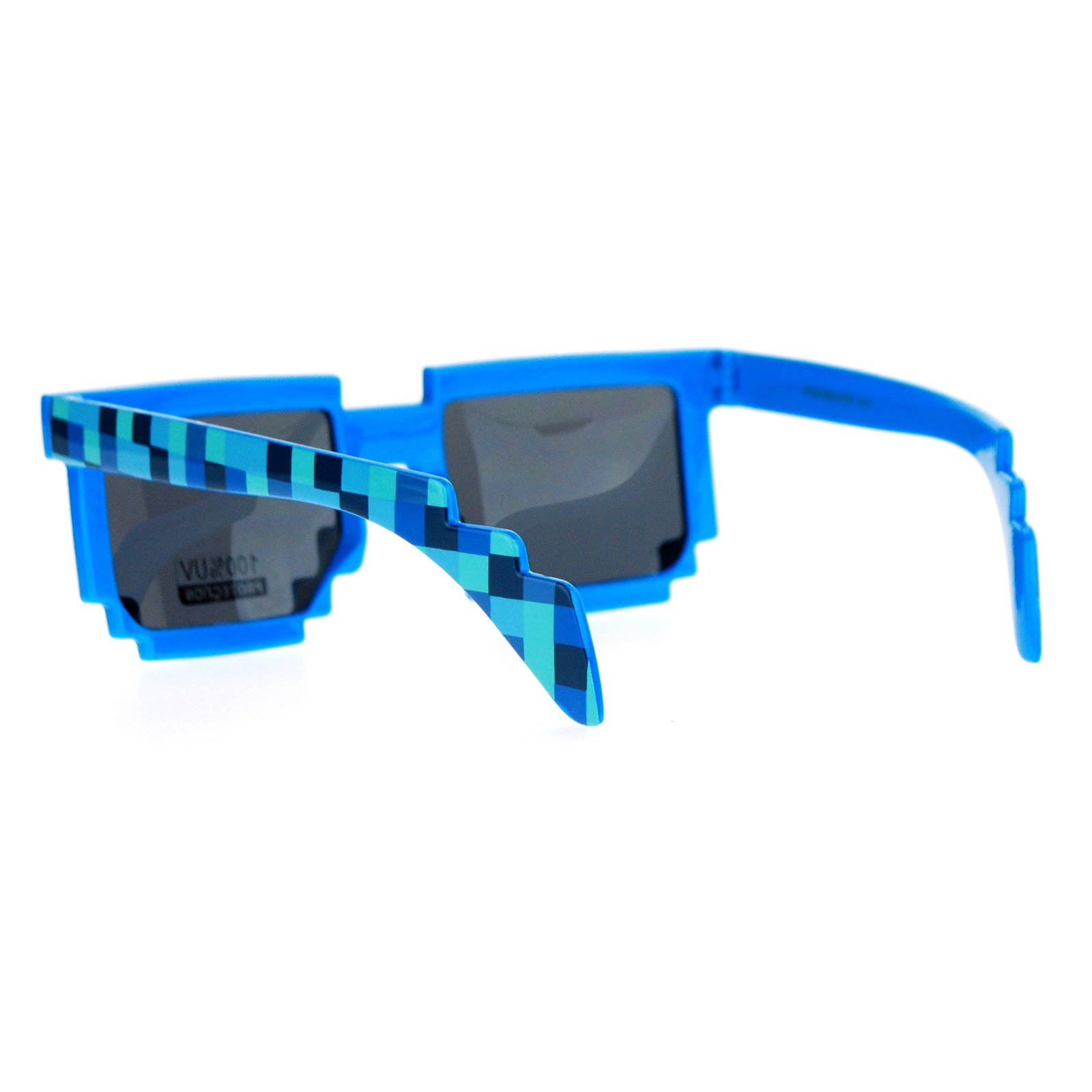SA106 Pixelated 8-Bit Retro Video Game Horned Sunglasses - Vintage Gaming Glasses for Cosplay, Rave & 90s Nostalgia