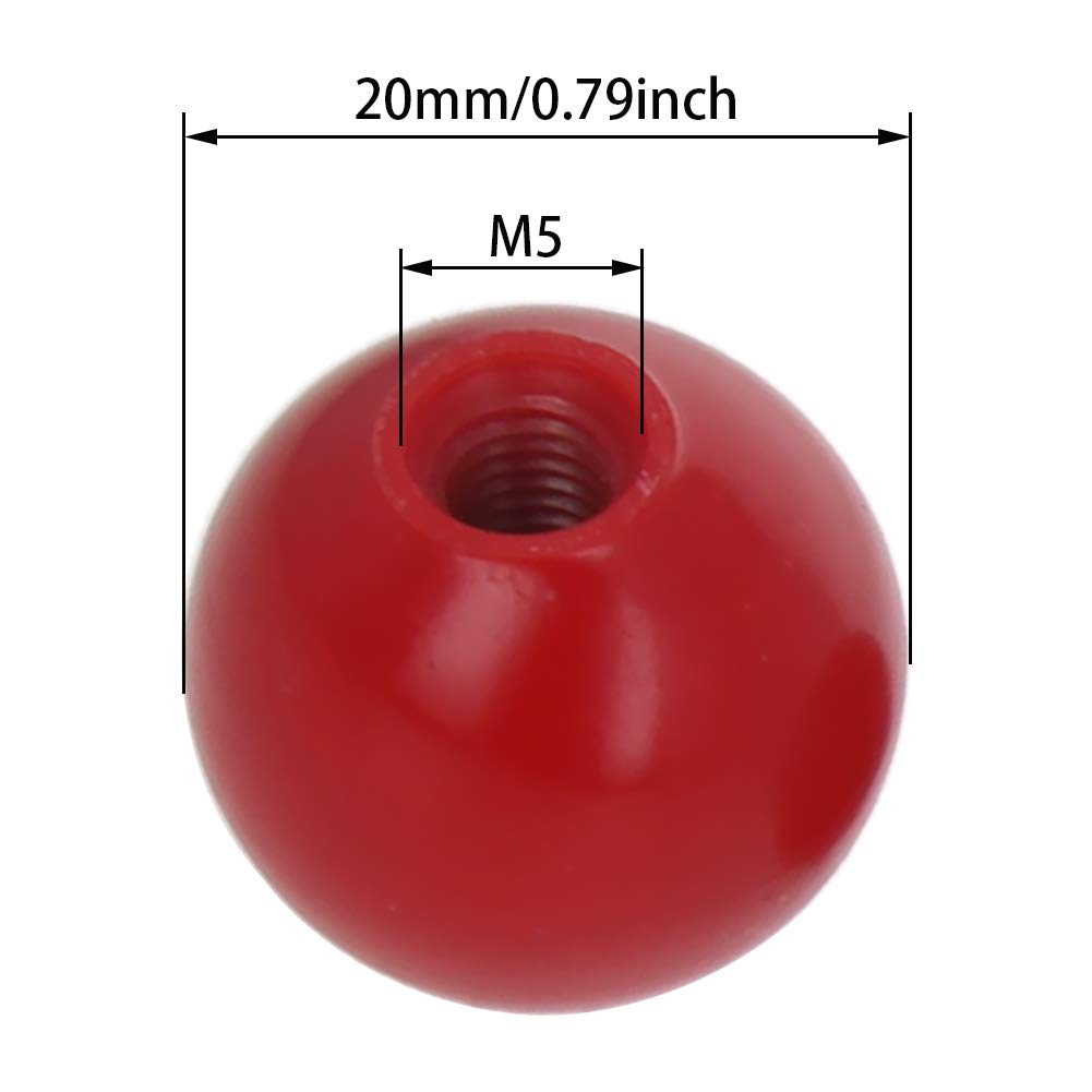 10Pcs Black Bakelite Thermoset Ball Knobs - M5 Female Thread, 20mm (0.79