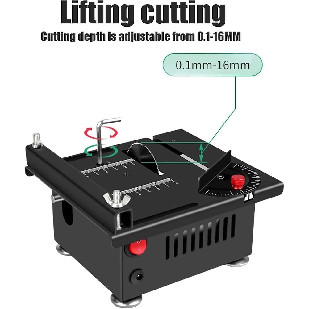 7-Speed Mini Table Saw with Adjustable Blade Angle (0-0.63