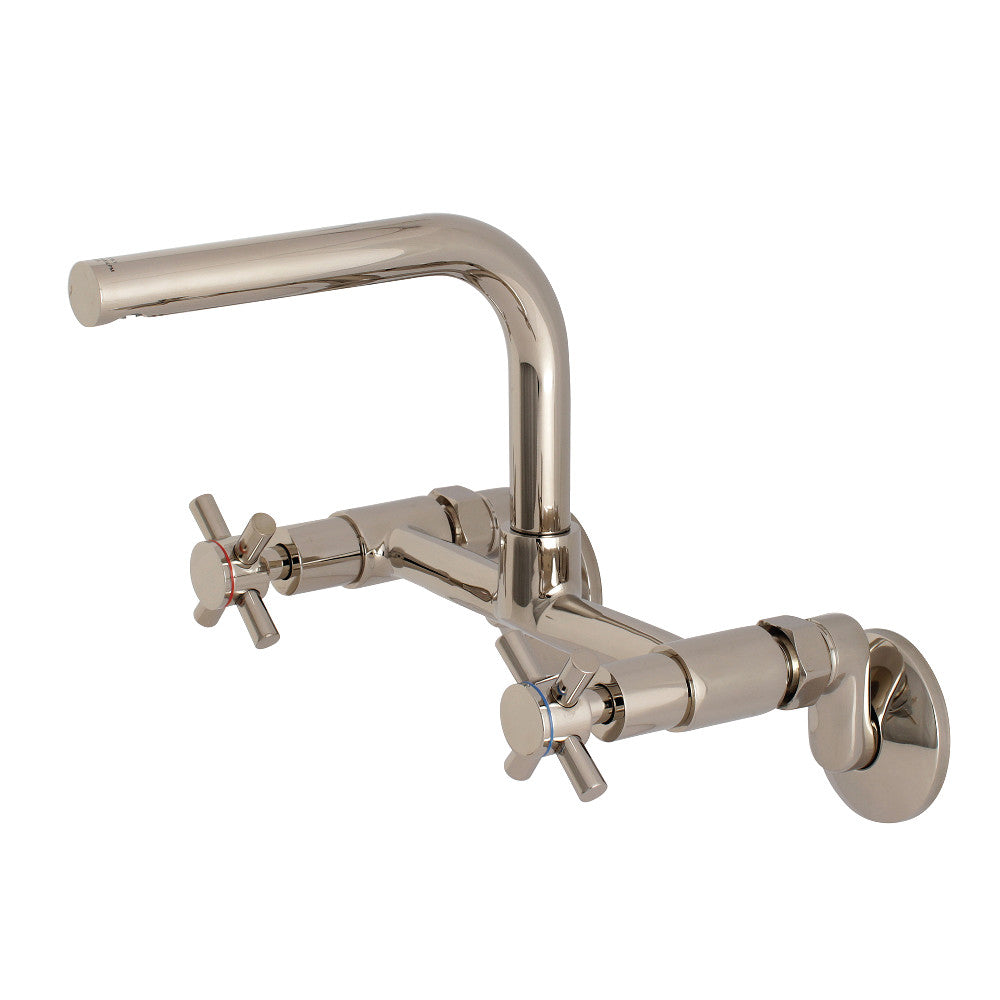 Kingston Brass Concord 8 Inch Adjustable Center Wall Mount Kitchen Faucet - Modern Pull-Down Sprayer for Farmhouse & Commercial Sinks - Perfect for Restaurants, Bars & Home Kitchens