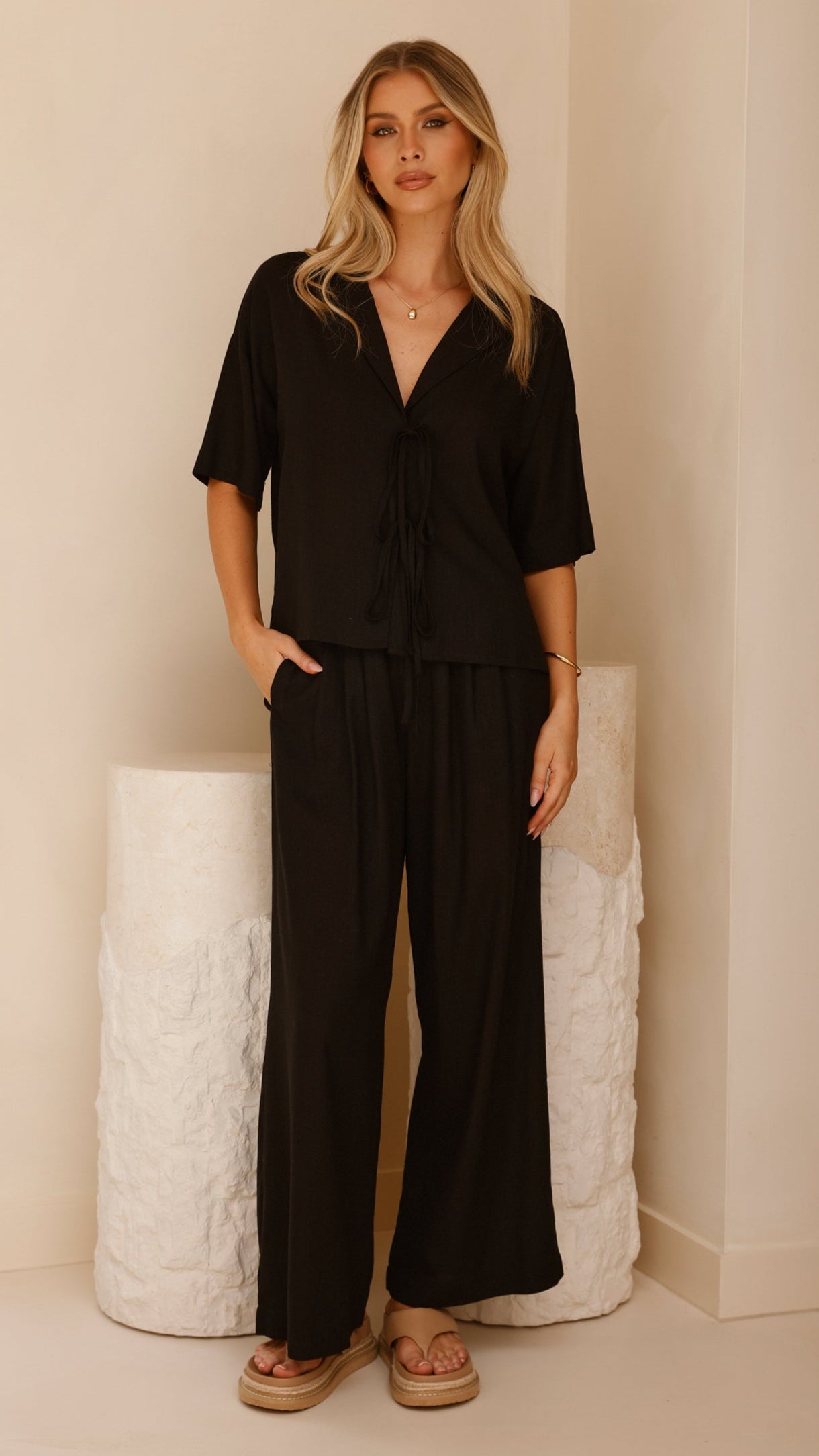 Lexi Linen Pants for Women - Soft & Breathable Black Linen Trousers - Perfect for Summer, Travel & Casual Wear