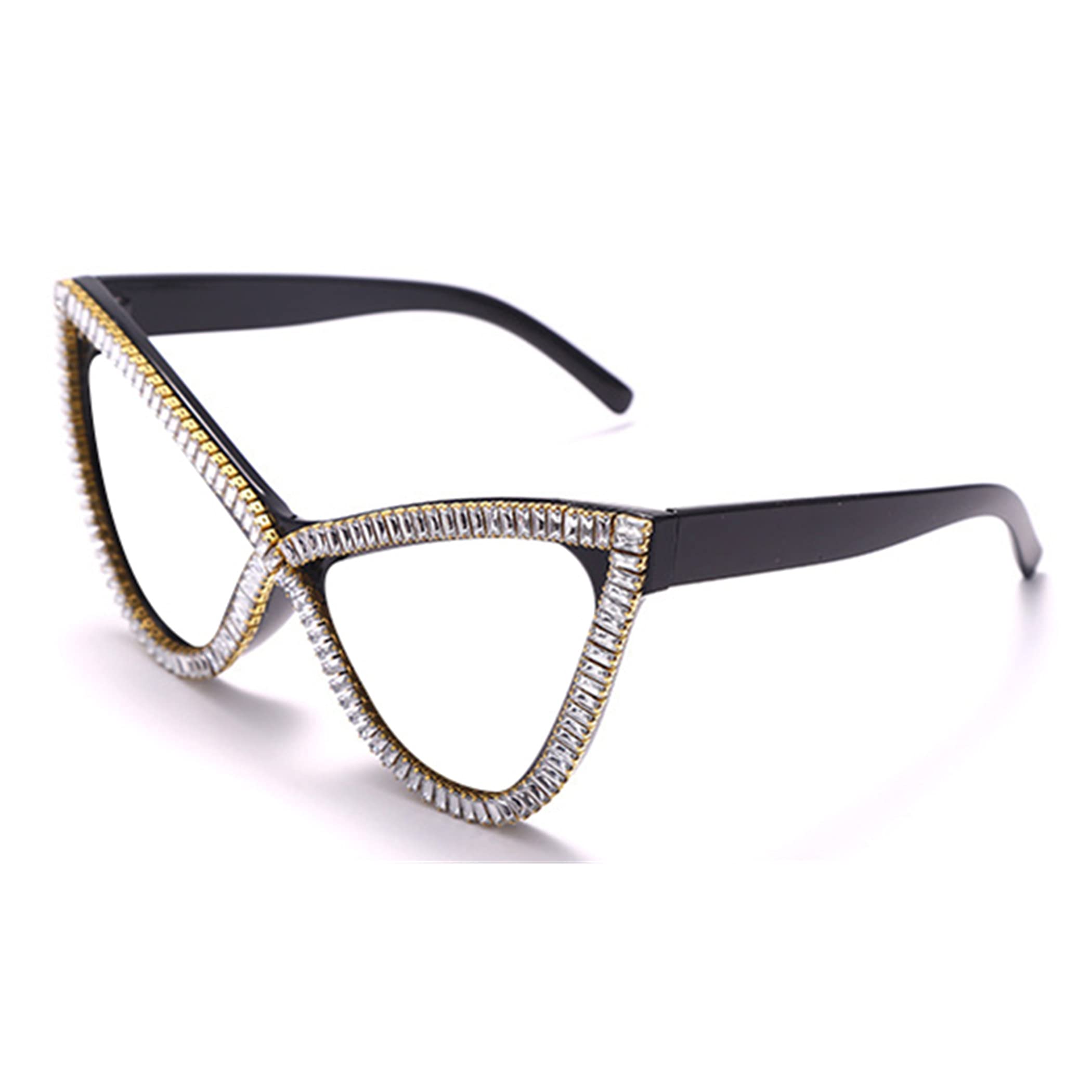 Bullabulling Square Diamond Rhinestone Blue Light Blocking Reading Glasses for Women & Men - Stylish Computer Glasses for Office, Gaming & Screen Time