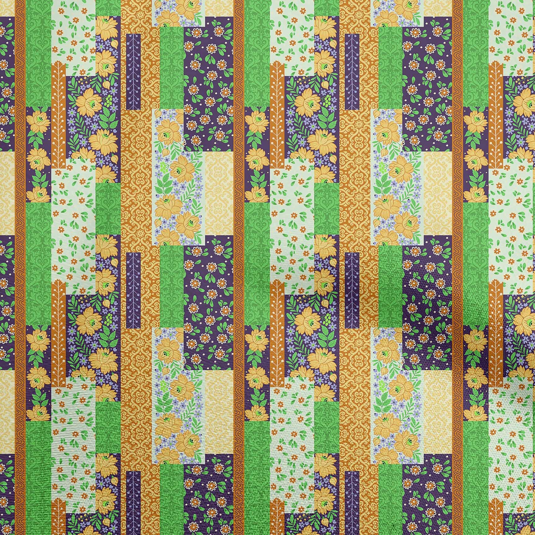 oneOone Cotton Cambric Dark Yellow Floral Print Fabric - 42 Inch Wide Sewing Material by The Yard for DIY Clothing, Dresses, Quilts & Home Decor Projects
