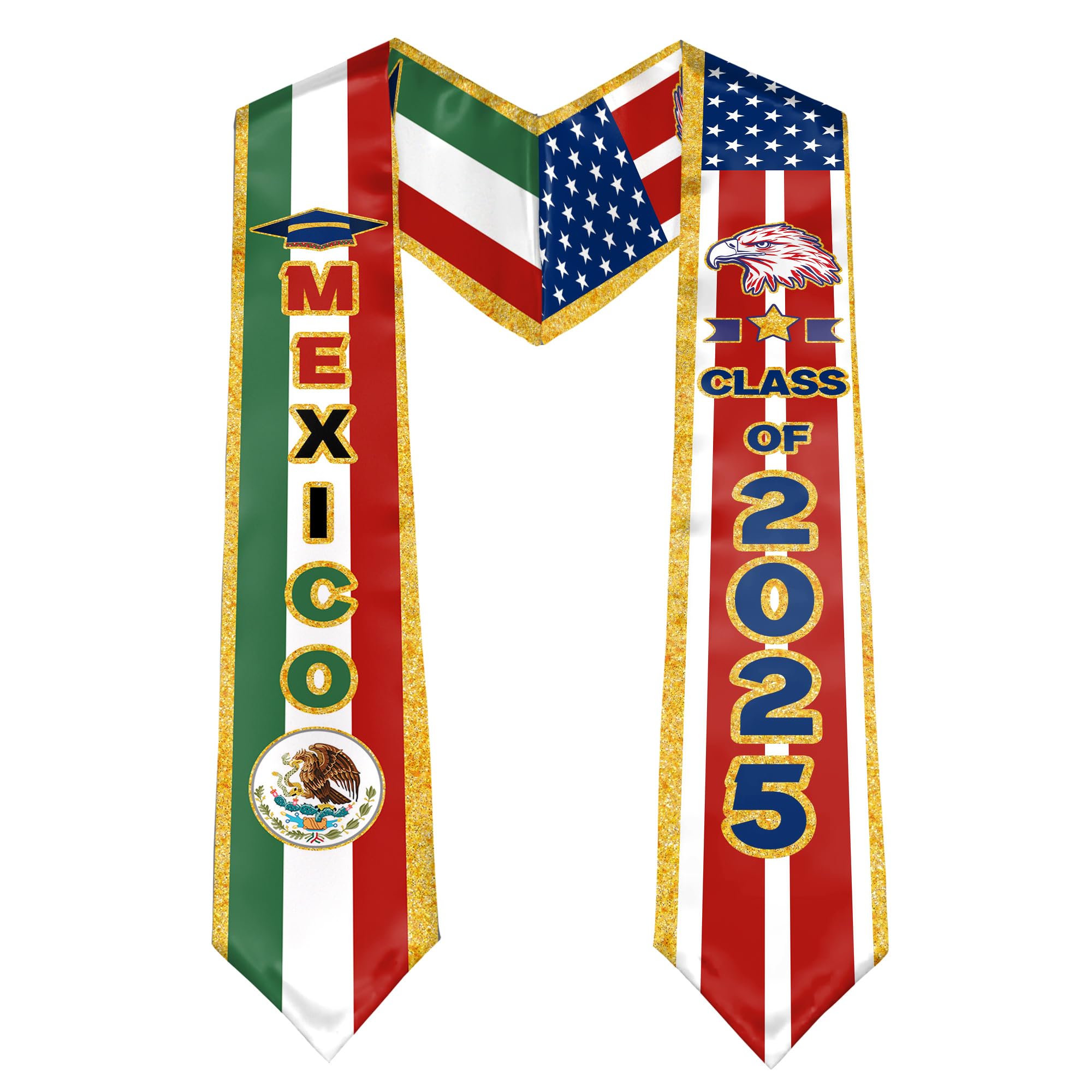 Mexican Graduation Stole 2025 - Authentic American Mexico Flag Sash for Graduation Ceremony | Perfect Graduation Gift for Students, Teachers & Celebrations