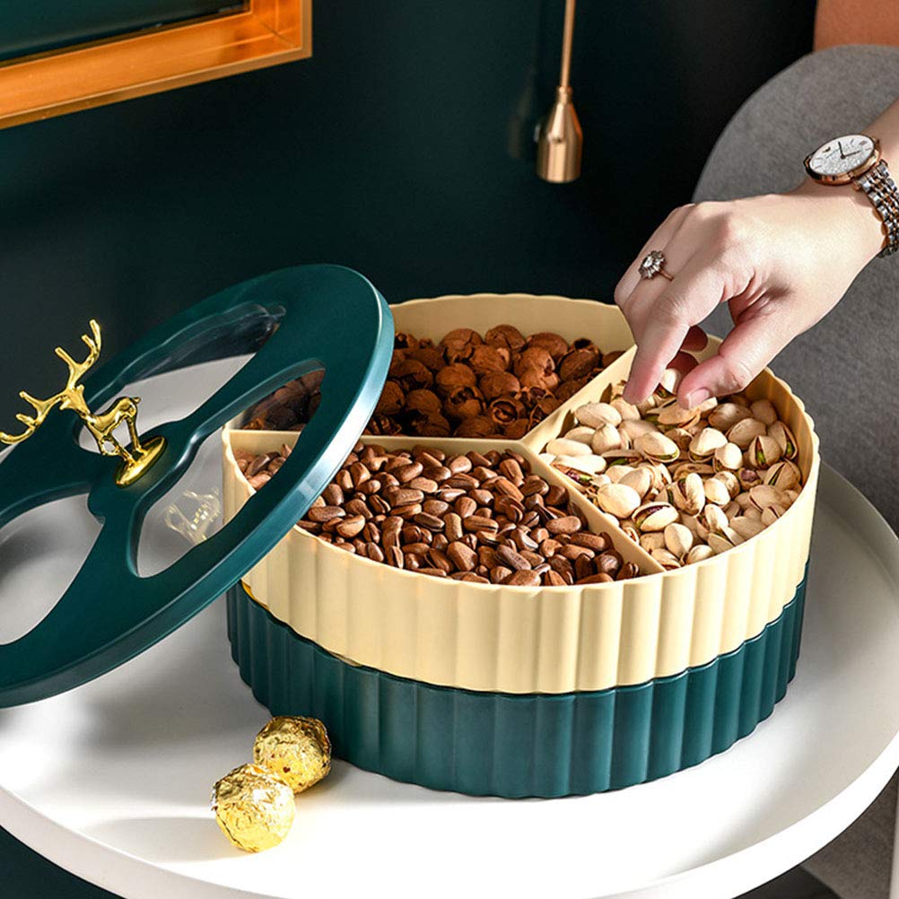 BESPORTBLE Airtight Snack Storage Box - Dried Fruit Container, Candy Tray, Sectional Snack Holder for Kitchen, Office, Picnic & Travel - BPA-Free Plastic Food Organizer
