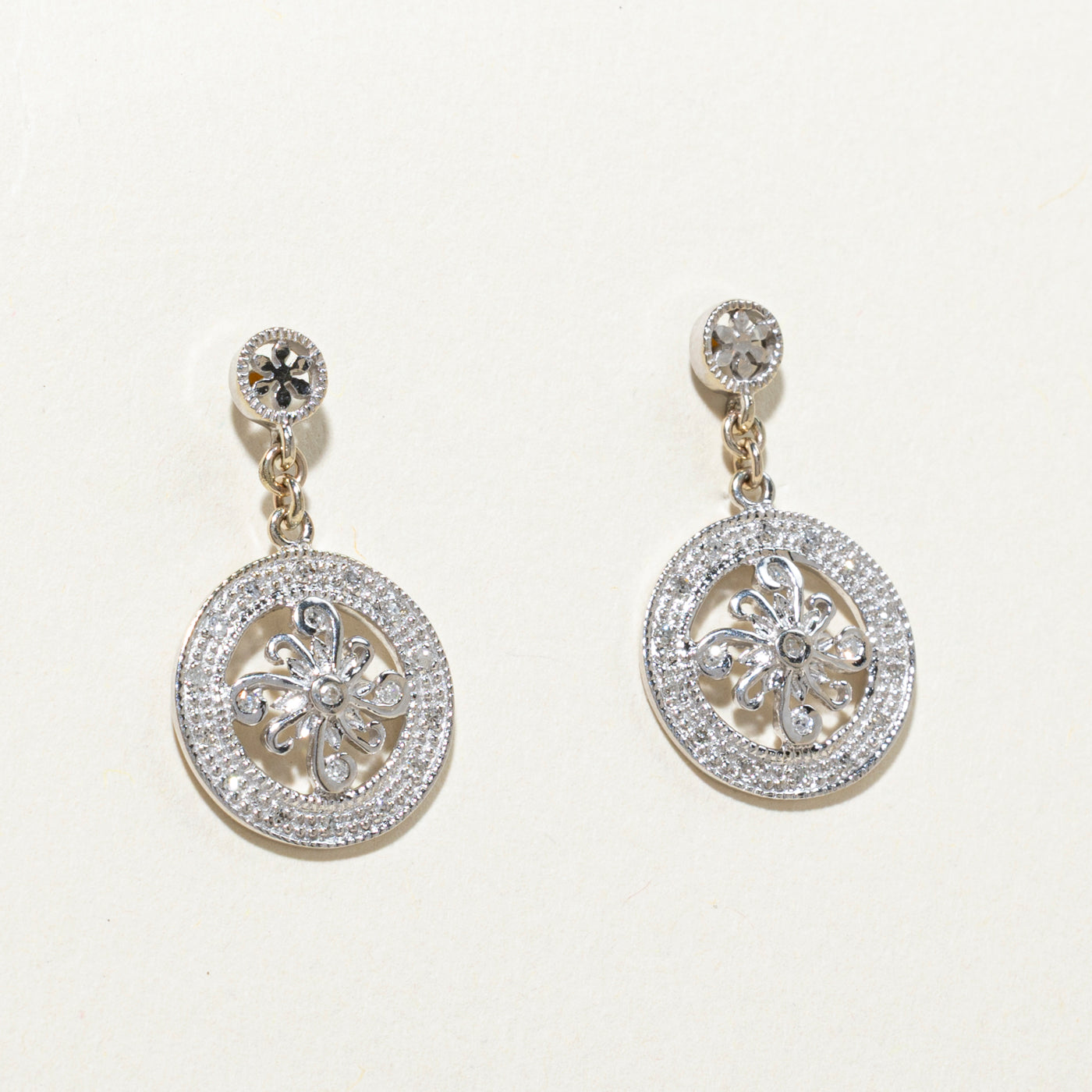 14K Gold Diamond Cluster Dangle Earrings for Women | 0.21ctw Round Cut Diamond Stud Earrings | Elegant Jewelry Gift for Anniversary, Wedding, Party & Special Occasions