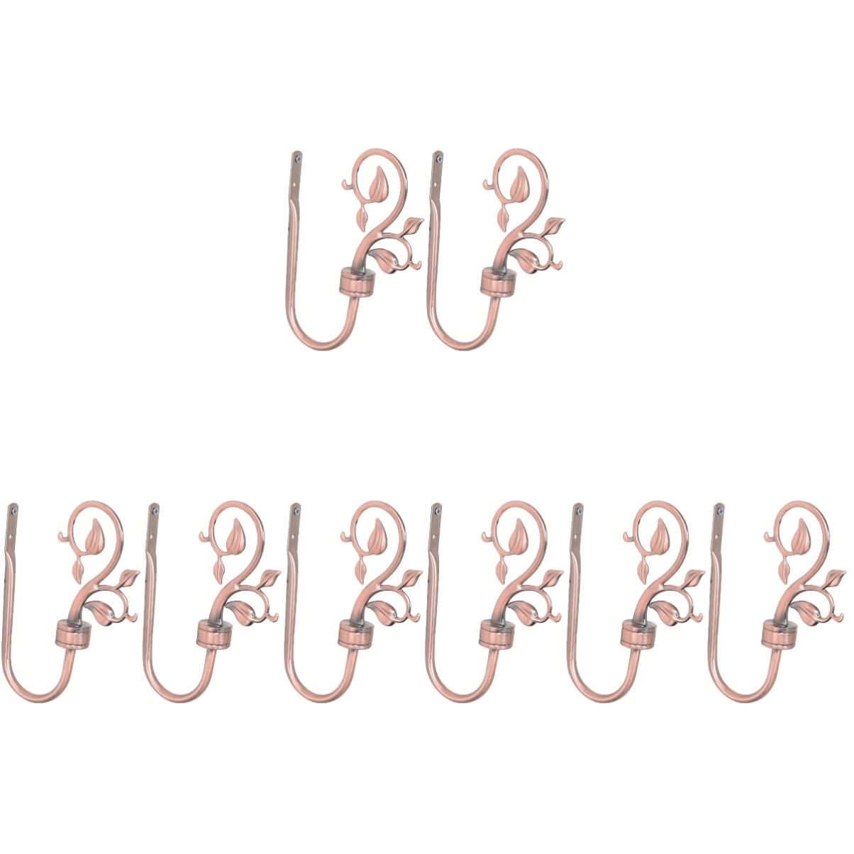 Garneck 4-Piece Antique Metal Leaf Design U-Shape Curtain Tiebacks - Vintage Curtain Holdbacks & Hooks for Living Room, Bedroom, Window Drapes Decor