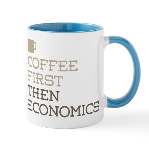 White/Blue Inside - Coffee Then Economics Mugs