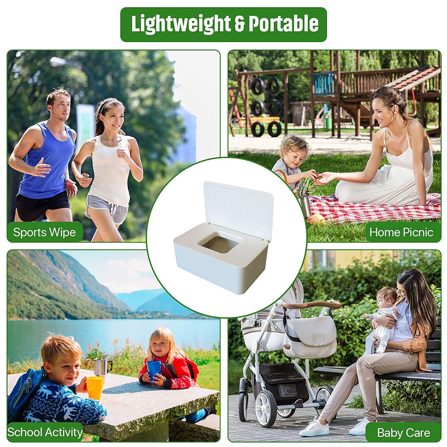 Plastic Wet Wipes Dispenser Box with Lid - Portable Storage Case for Baby Wipes, Napkins & Tissues | Bathroom, Nursery, Kitchen & Travel Organizer