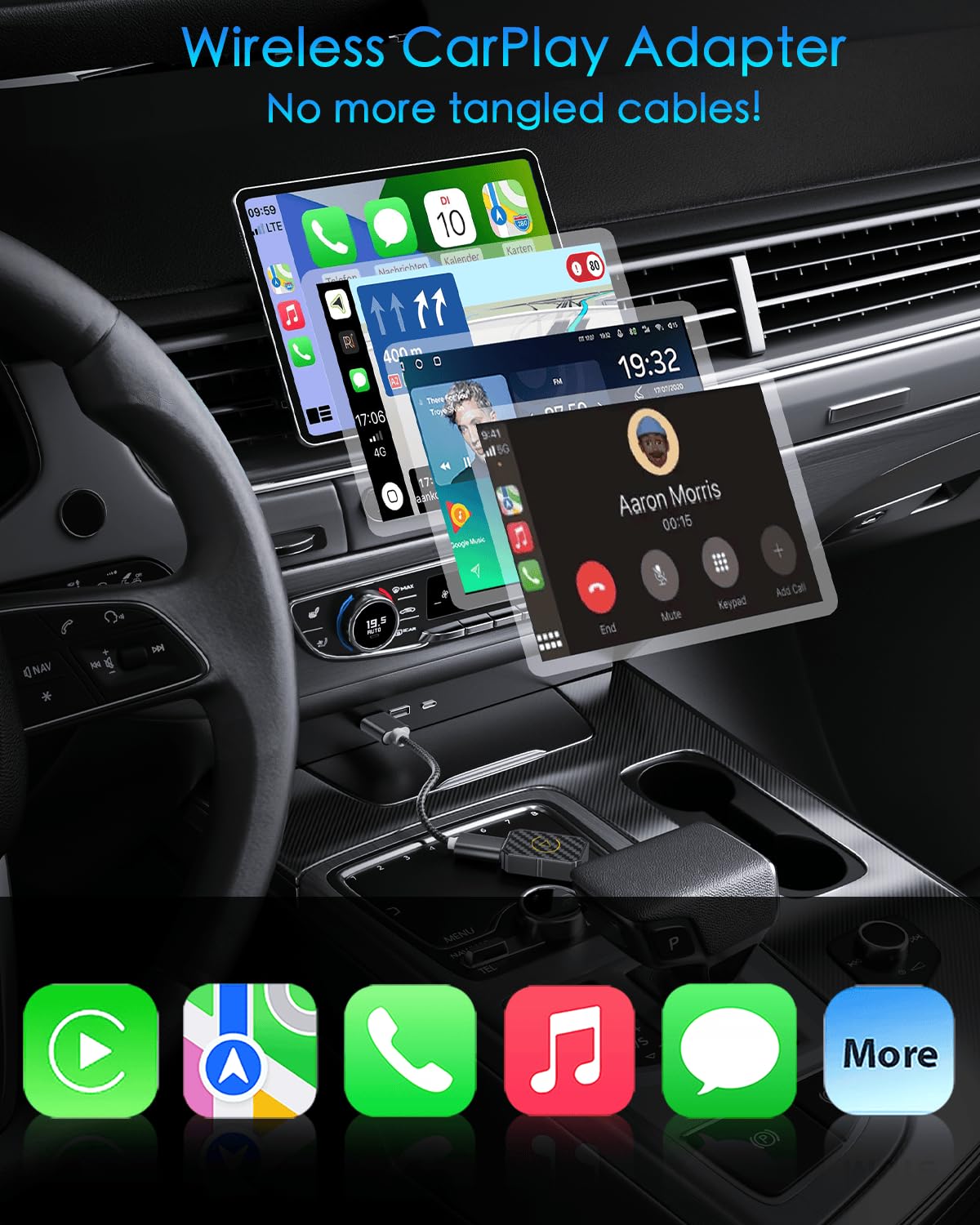 2024 Upgraded Mini Wireless CarPlay Adapter for iPhone - Plug & Play CarPlay Dongle Converts Wired to Wireless, Low Latency, Fast & Stable Connection for iOS 10+ (Perfect for Commuting, Road Trips & Hands-Free Driving)