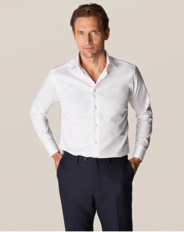ETON SIGNATURE Men's Classic Cotton Twill Shirt - White | Premium Comfort for Business Casual & Office Wear