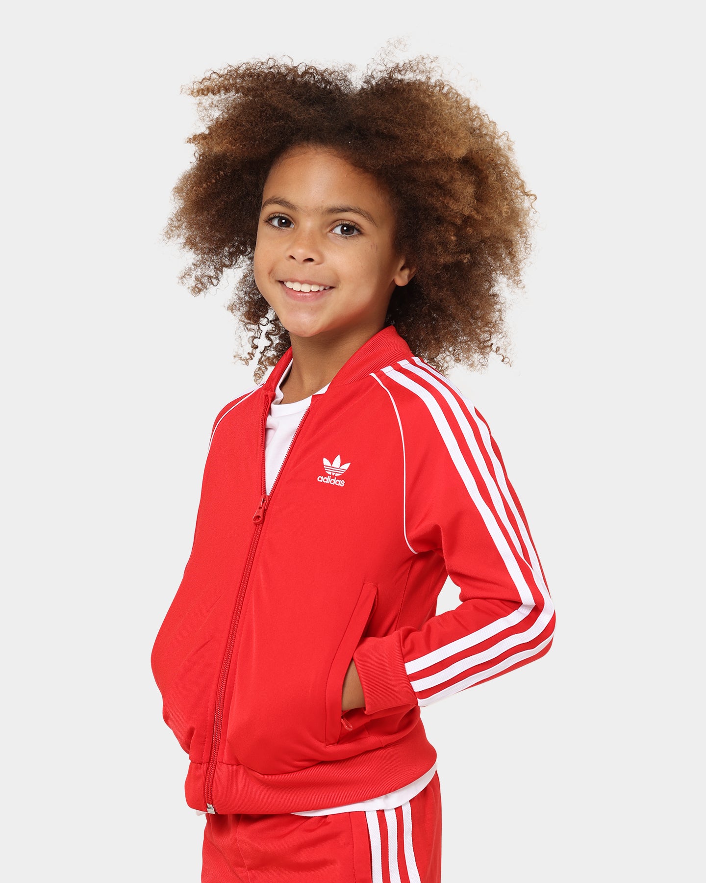Adidas Kids' SST Track Suit - Red & White Athletic Outfit for Boys & Girls - Perfect for Running, School Sports & Casual Wear