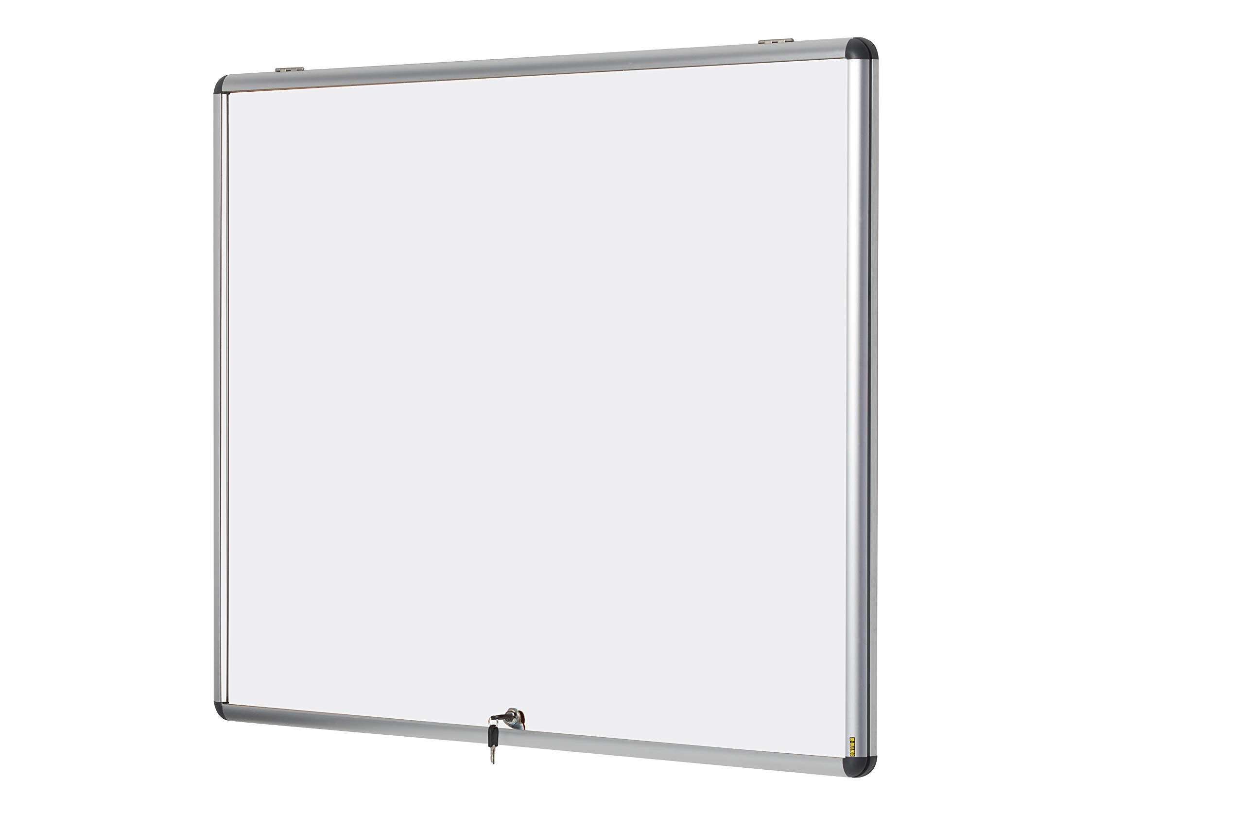 Premium Magnetic Display Case Enclosure - 65.6 x 60.3 cm (6X A4) - Lacquered Steel Surface with Aluminum Frame & Top-Hinged Acrylic Door - Perfect for Art Exhibitions, Retail Displays & Collectible Showcases