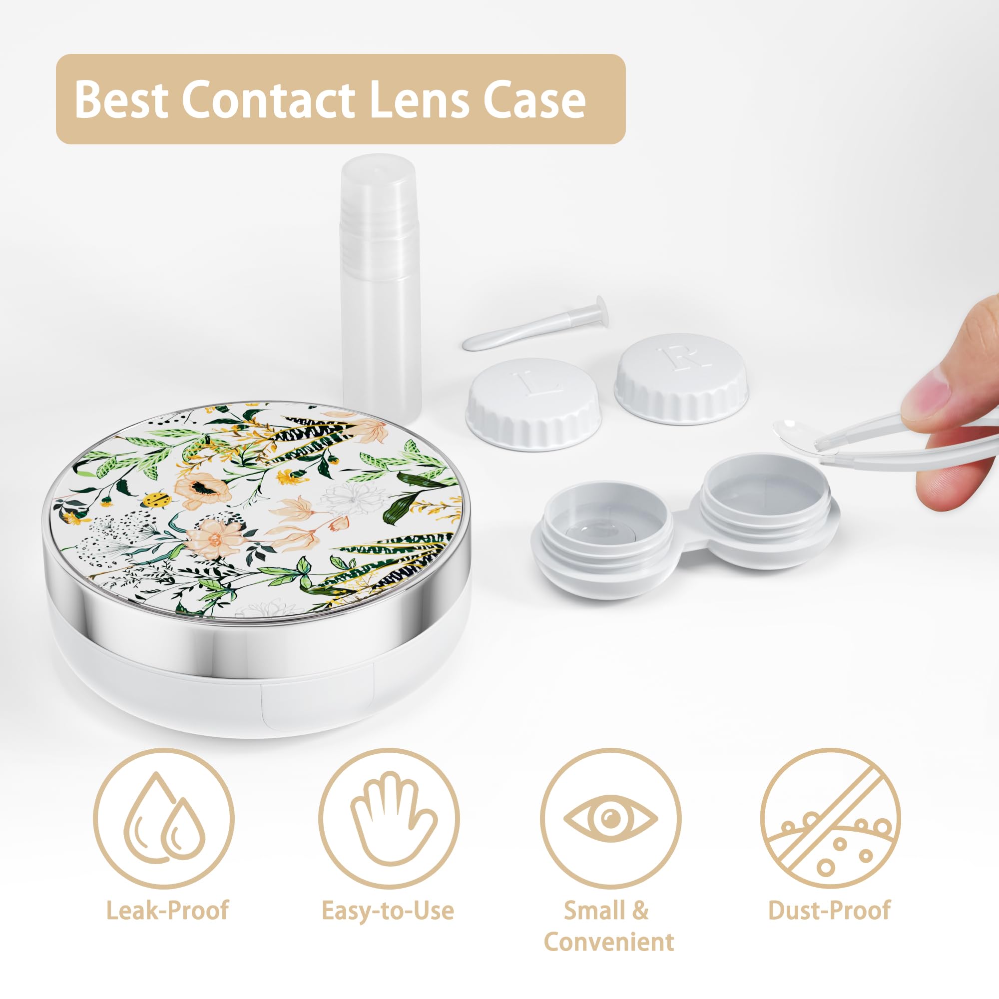 Cute Travel Contact Lens Case with Solution Holder - Portable & Leak-Proof for Daily Use, Outdoor Activities & Air Travel | Perfect for Soft & Hard Lenses