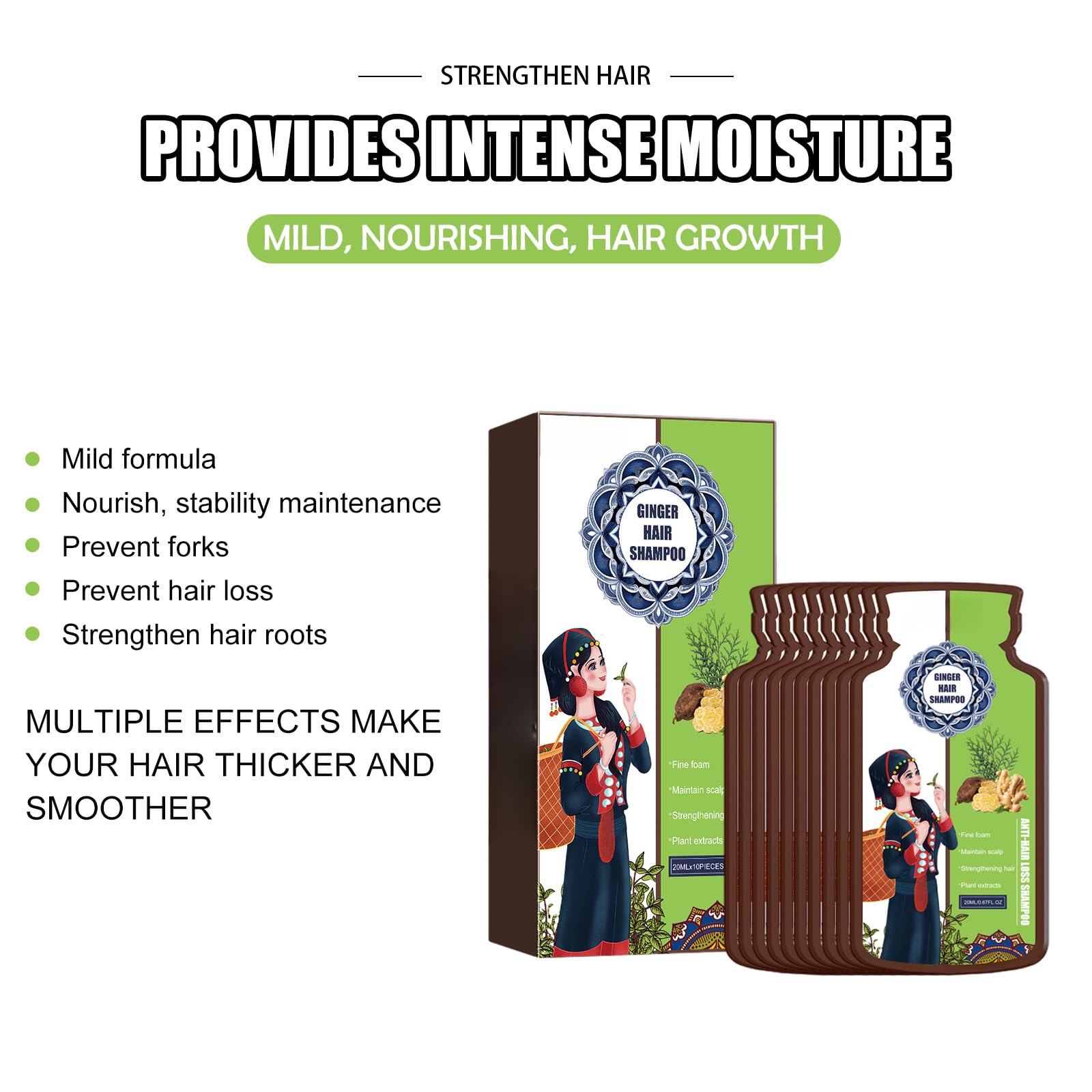 Ginger Hair Growth Shampoo for Thinning Hair - Deep Cleansing Rice Oil Shampoo with Scalp Refresh Treatment, Anti Hair Loss & Thickening Formula for Dry Scalp (2 Pack) - Perfect for Daily Hair Care & Volumizing Routine