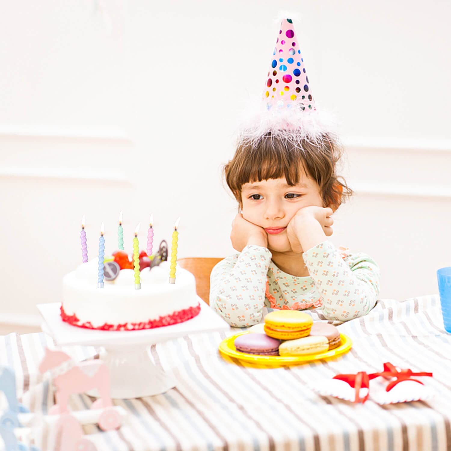 BEAN LIEVE 36 Rainbow Birthday Candles with Holders for Cakes, Weddings & Parties
