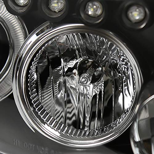 2008-2010 LED Halo Black Projector Headlights - High Performance Driving Lamps Pair for Night Visibility & Style Upgrade | Perfect for Jeep Wrangler, Dodge Ram & Off-Road Vehicles