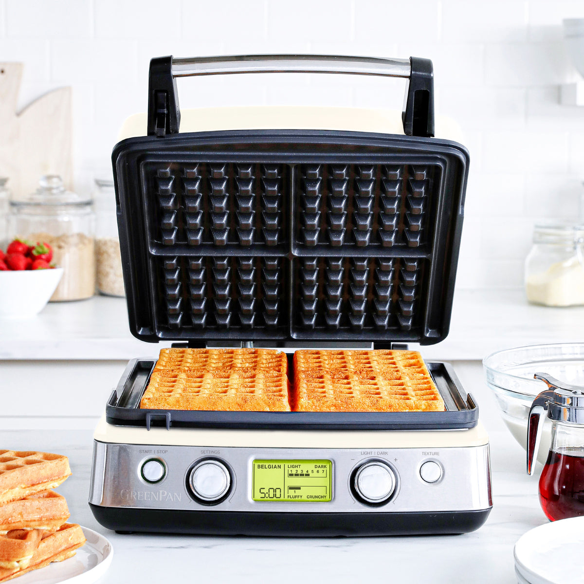 Elite Ceramic Nonstick 4 Square Waffle Maker - Quick & Even Heating, Easy Clean | Perfect for Breakfast, Brunch & Family Gatherings