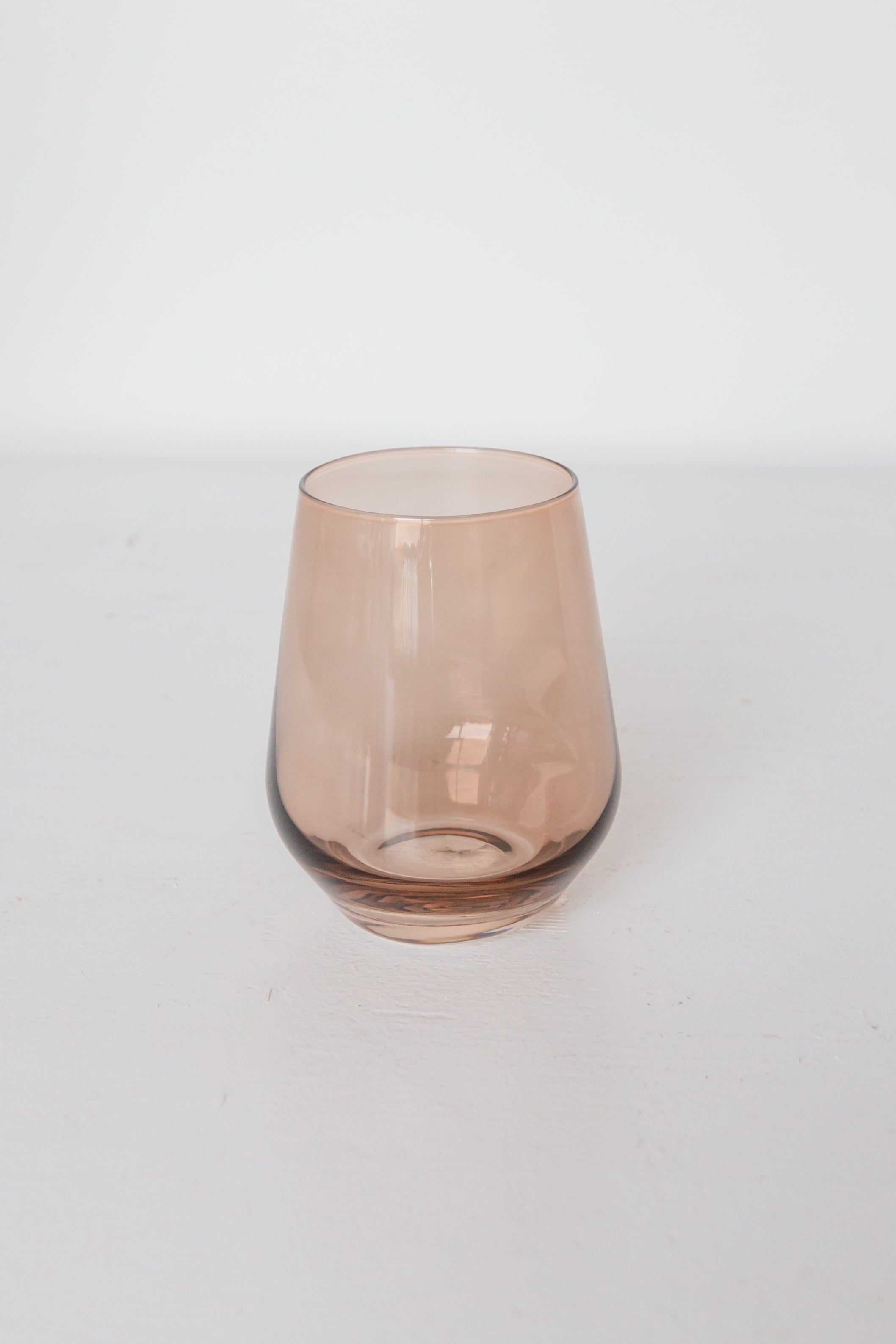 Premium Estelle Colored Wine Glasses Set of 6 - Stemless, Shatter-Resistant, Mocha Mousse (Amber Smoke) - Perfect for Parties, Weddings, and Home Entertaining