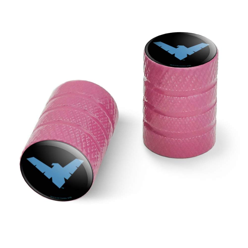 Batman Nightwing Logo Aluminum Valve Stem Caps for Motorcycle & Bicycle Wheels - Durable Tire Rim Accessories for DC Comics Fans, Bike Enthusiasts - Perfect for Customizing Harley, Sports Bikes, Mountain Bikes and Commuter Cycles
