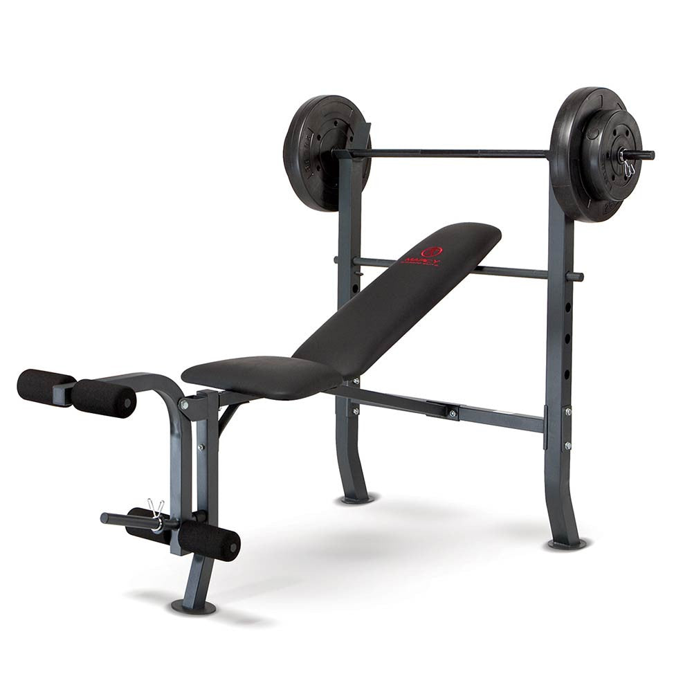 Marcy MD 2080 Weight Bench with 80lb Weight Set - Adjustable Home Gym Equipment for Strength Training & Fitness Workouts - Perfect for Home Gym, Garage Workouts & Bodybuilding Training