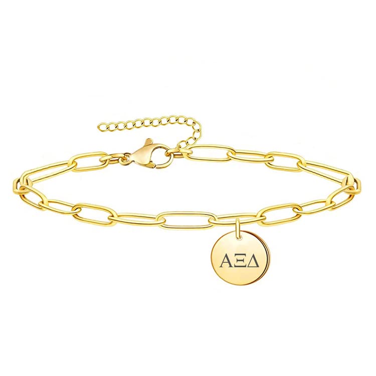 Alpha Xi Delta Sorority Bracelet - Paper Clip Link Friendship Bracelet for Greek Life, Sisterhood Gifts & College Events