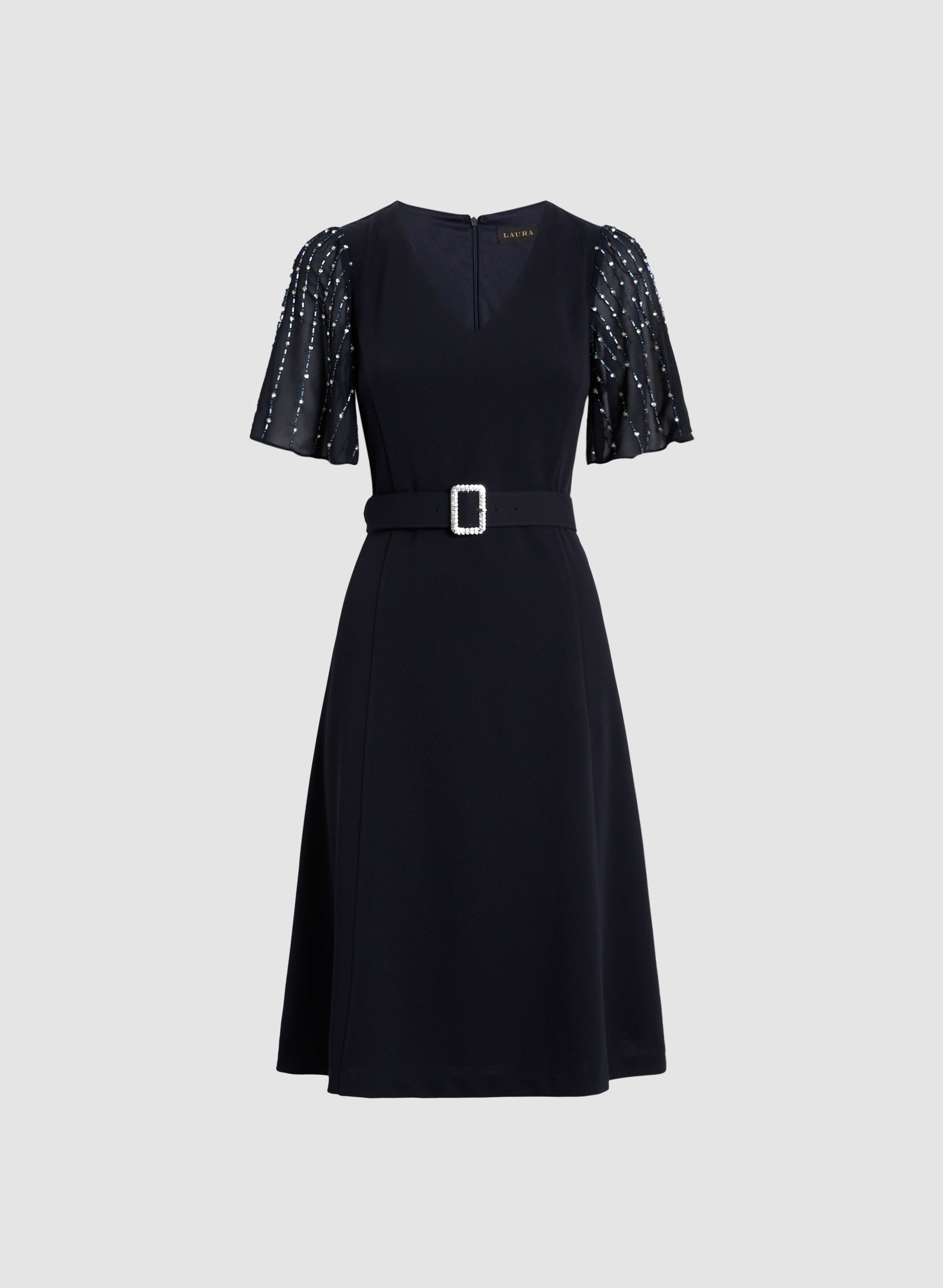Elegant Beaded Flare Sleeve Dress for Women - Boho Chic Party & Wedding Guest Outfit - Perfect for Date Night, Cocktail Events & Special Occasions