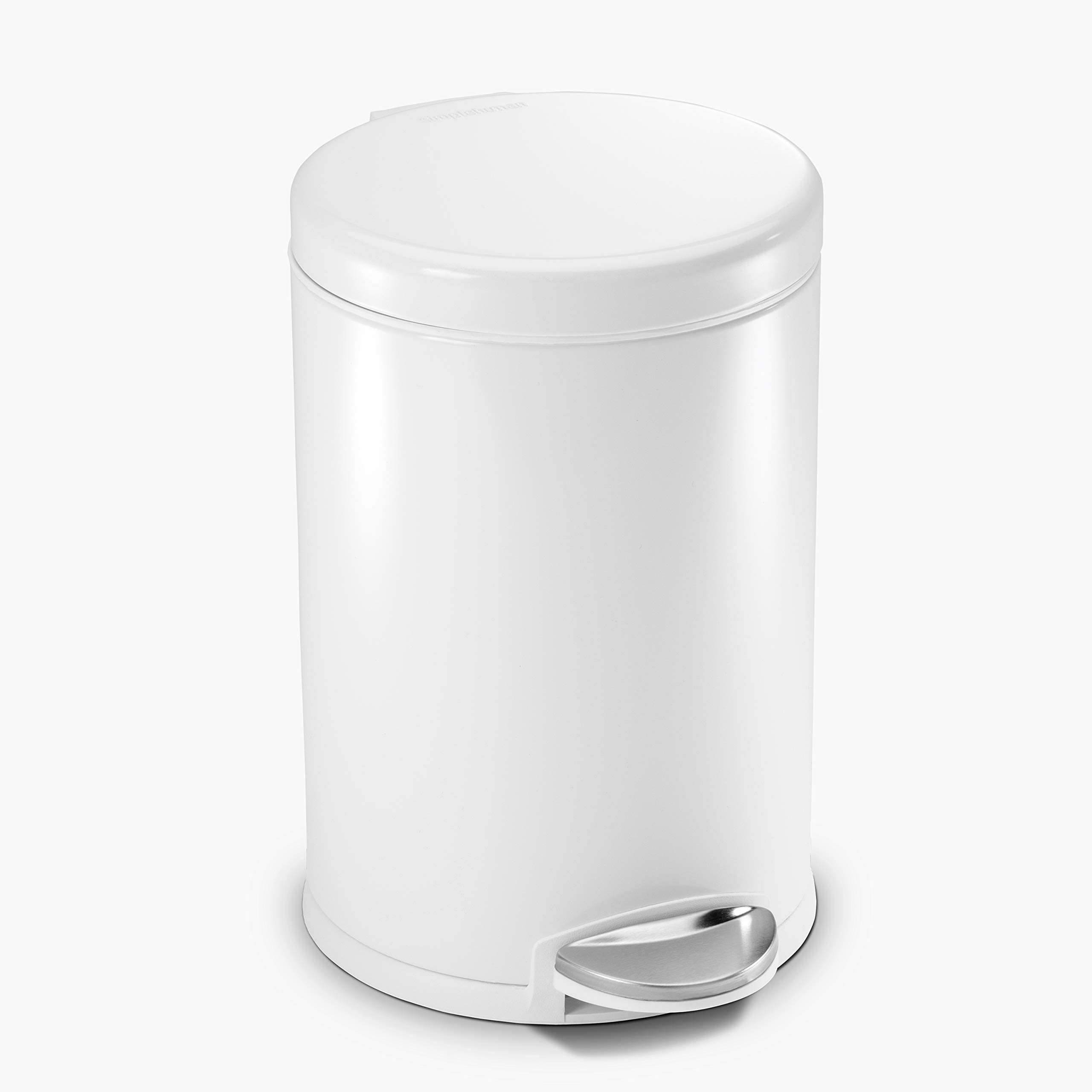 Simplehuman 4.5 Liter White Steel Bathroom Trash Can - Perfect for Small Spaces, Powder Rooms & Vanities | Durable & Stylish Waste Bin for Home, Office or Hotel Use