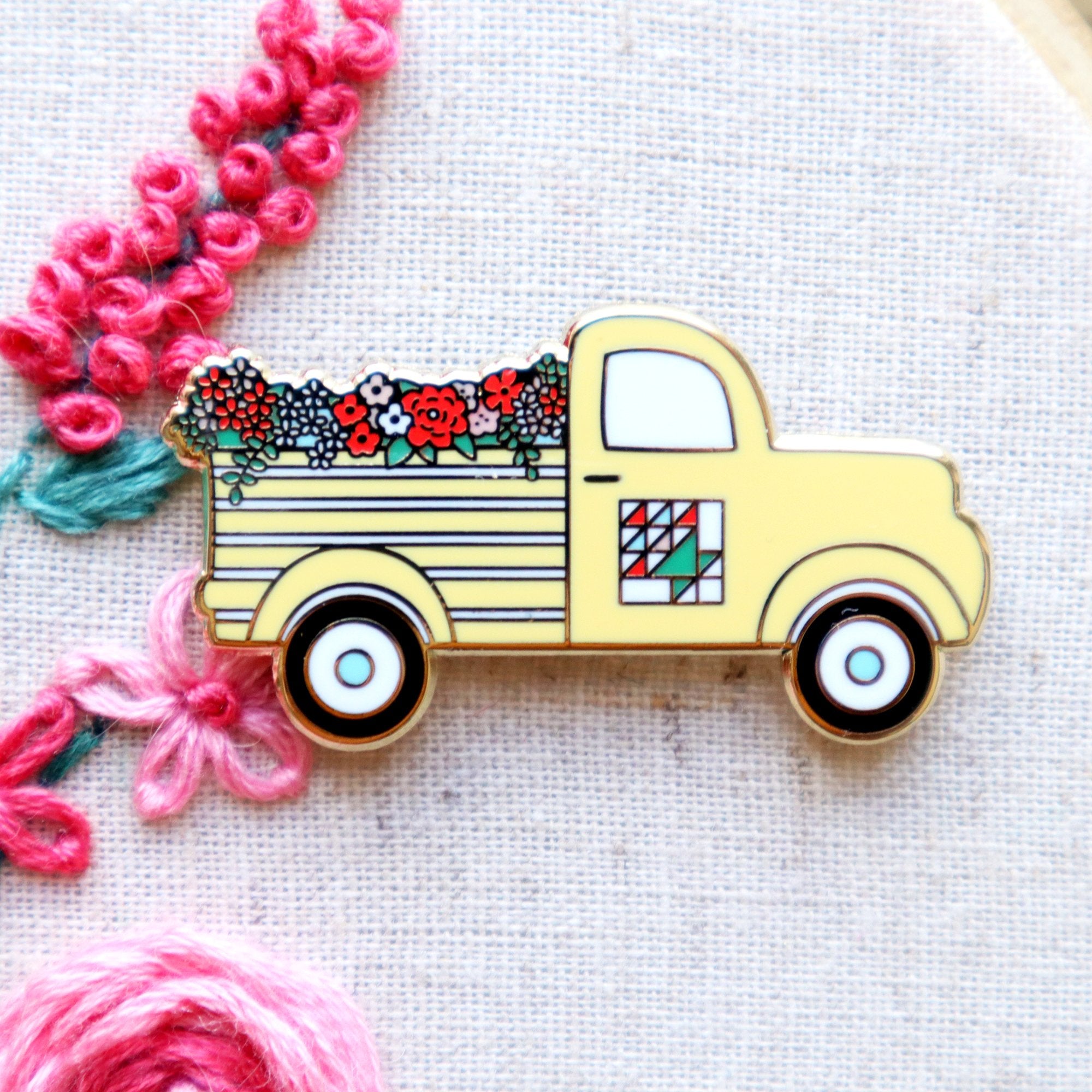 Flamingo Toes Spring Truck Needle Minder - Magnetic Pin Holder for Sewing, Quilting & Embroidery Projects | Perfect for Crafters & DIY Enthusiasts
