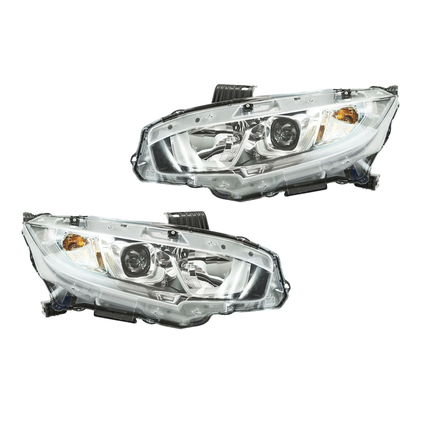 2016-2020 Honda Civic Headlight Assembly Set - Driver & Passenger Side Replacement Headlights (HO2502173 & HO2503173) - Perfect for Night Driving & Foggy Conditions