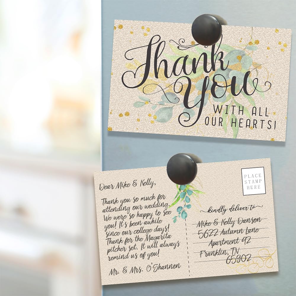50 Pack Eucalyptus Wedding Thank You Cards - Blank 4x6 Postcards for Gratitude Notes, Birthday & Business Supplies | Perfect for Wedding Favors, Bridal Showers & Corporate Gifts