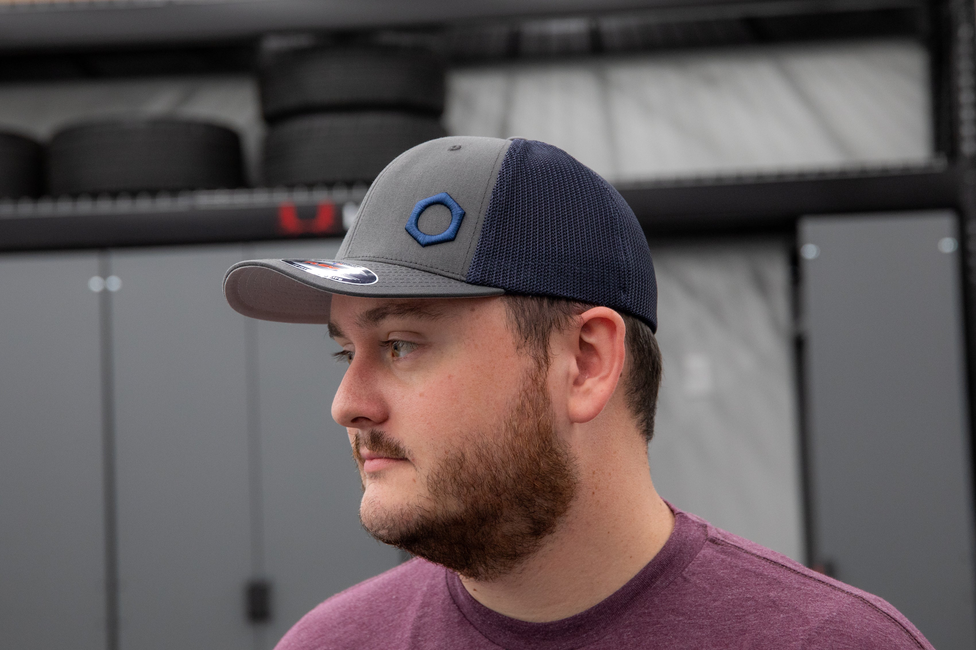 Obsessed Garage Raised Hex Hat Flexfit Cap - Premium Adjustable Baseball Hat for Men & Women - Perfect for Car Enthusiasts, Racing Fans & Outdoor Activities