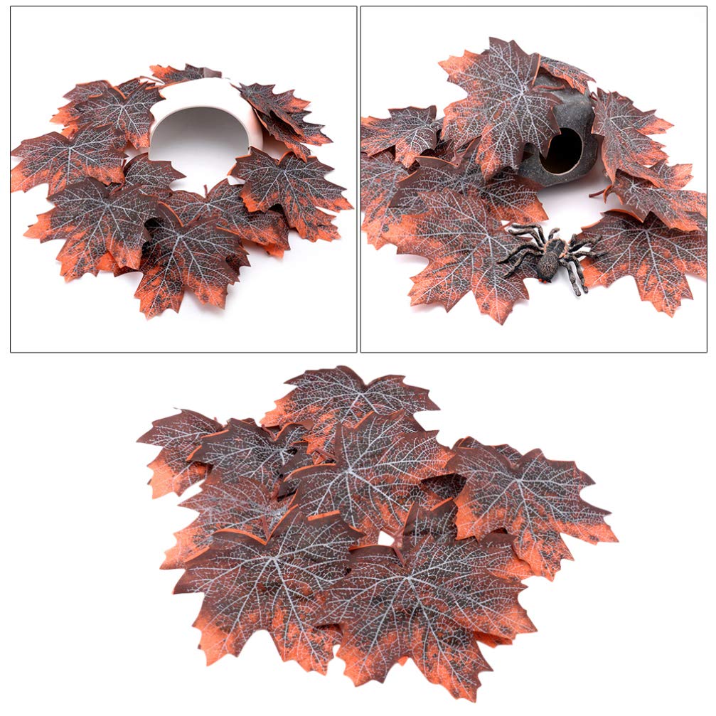 12Pcs Artificial Maple Leaves Terrarium Plants - Realistic Reptile Habitat Decor for Snakes, Lizards, Frogs & Bearded Dragons | Perfect for Terrariums, Vivariums & Reptile Enclosures