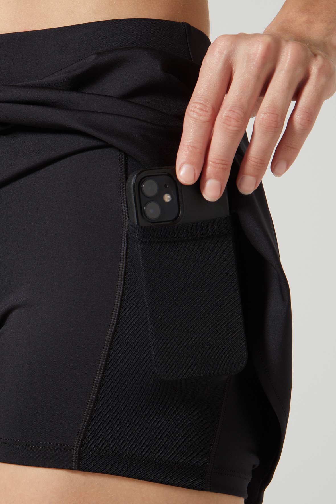Casey Skort Jet Black - Women's Athletic Skirt Shorts for Running, Tennis & Yoga - Stretchy Comfortable Workout Skorts with Pockets