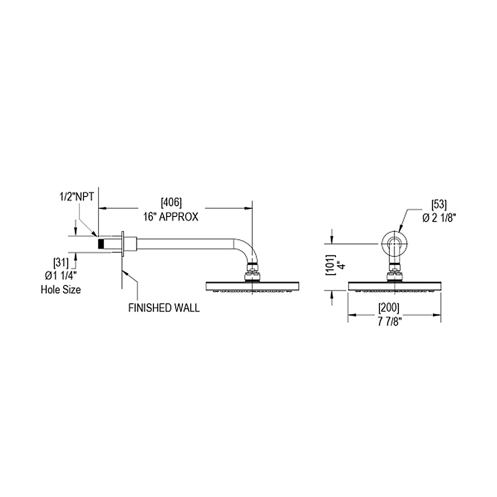 Genesis 2-Way Thermostatic Shower Valve Trim Set - Wall Mounted in 8