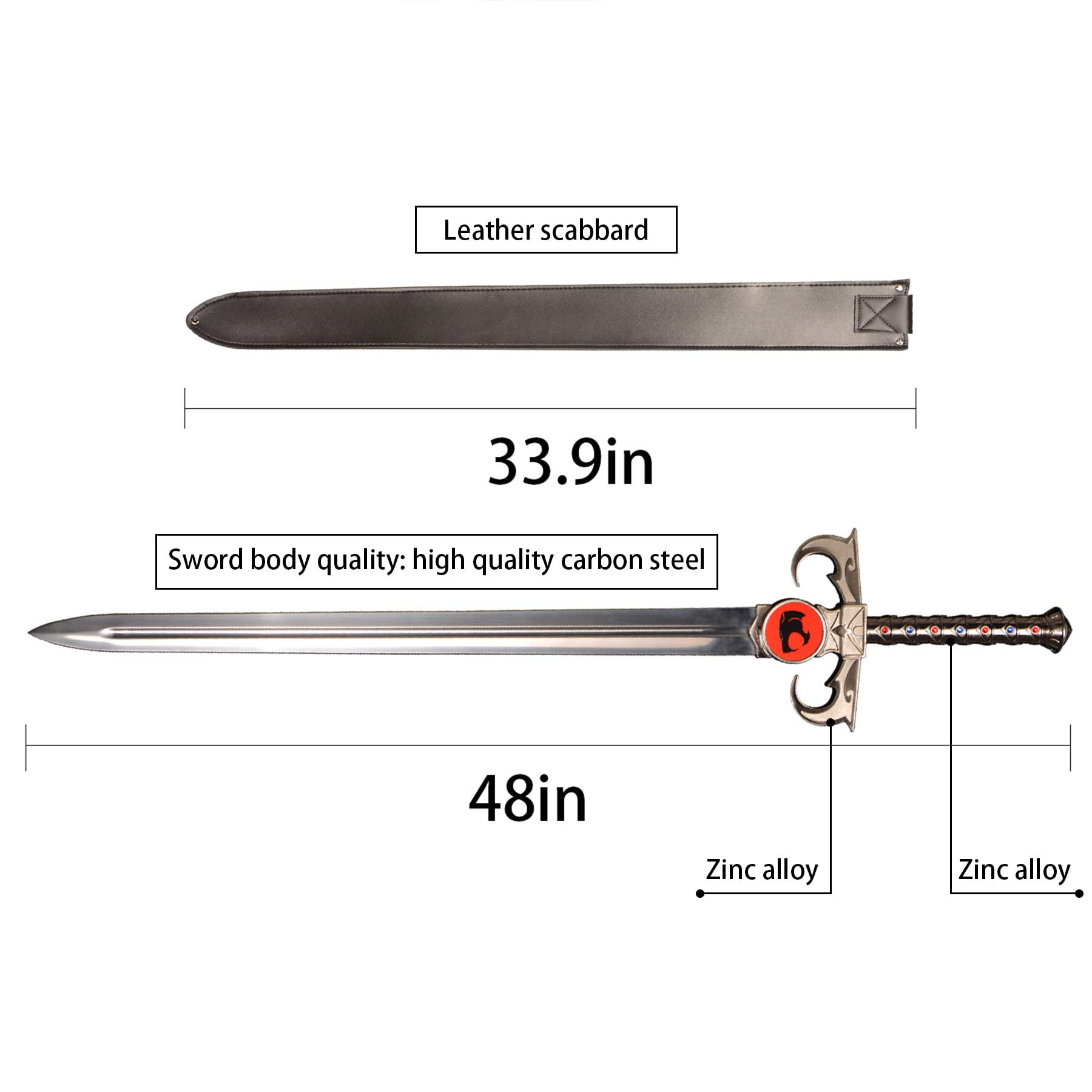 SV Handmade Cosplay Anime Sword - Tiger-cat Thunderbolt Mystic Sword, Sword of Omens with Eye of Thundera/Tygra - Perfect for Anime Conventions, Cosplay Events & Collectors