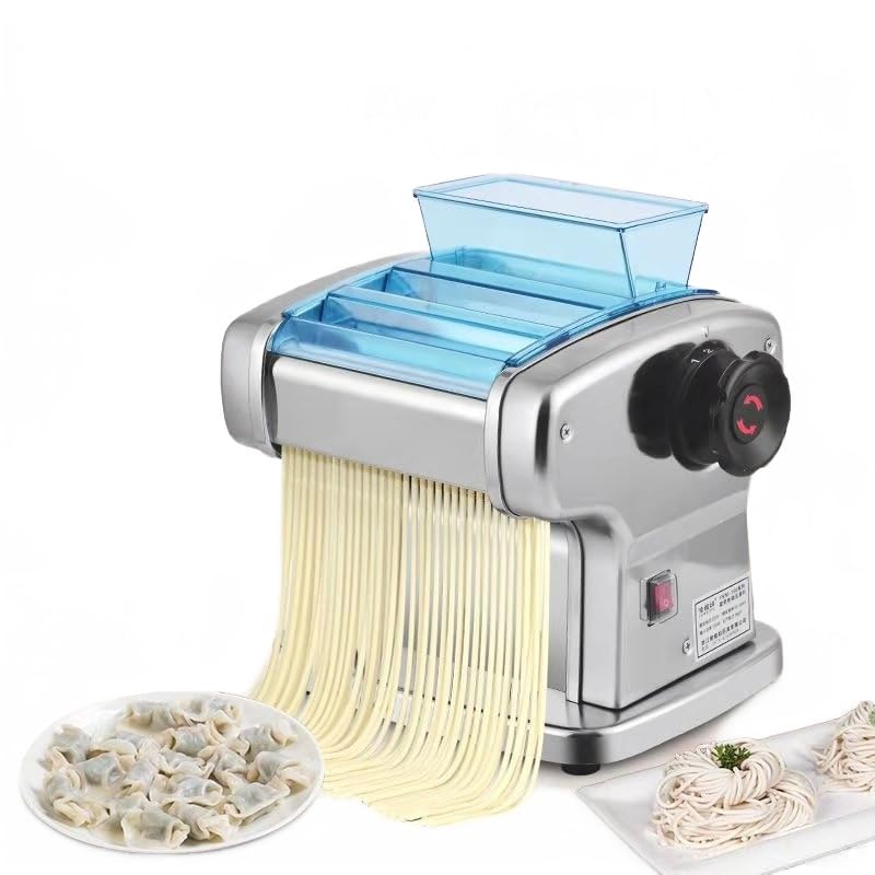 Commercial Electric Pasta Maker Machine - Automatic Stainless Steel Noodle Maker with Adjustable Thickness Dough Roller & Dual Knife Cutter for Fresh Pasta, Spaghetti, Lasagna - Perfect for Restaurants, Home Kitchens & Italian Cuisine Lovers