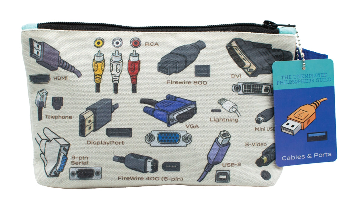 Durable Cables & Ports Zipper Pouch - Organize Chargers, USB Cables & Accessories - Perfect for Travel, Office & Home Use