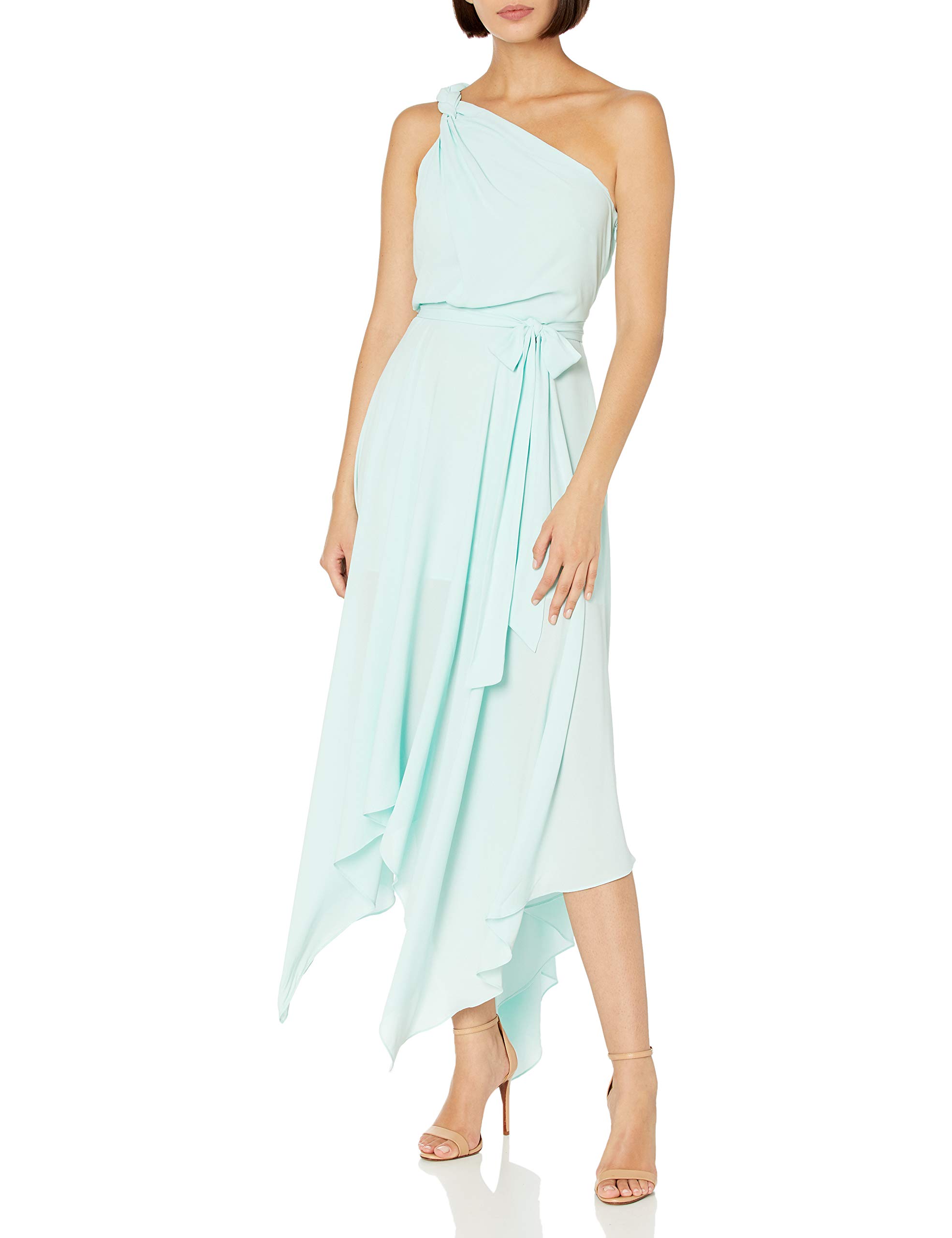 HALSTON Women's Empire Waist Floral Print Dress - Elegant A-Line Midi Dress for Party, Wedding & Special Occasions