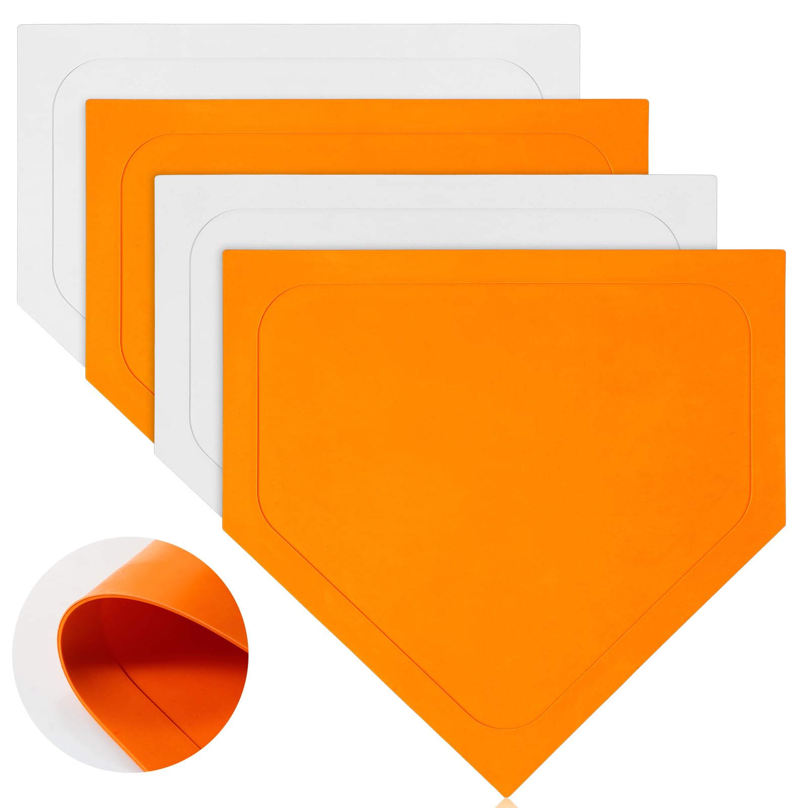 16 Inch Baseball Home Plate - Durable Rubber Base for Softball, Kickball & Baseball Practice - Perfect for Kids Pitching, Hitting & Training - Orange & White - Ideal for Backyard, Field & Training Drills